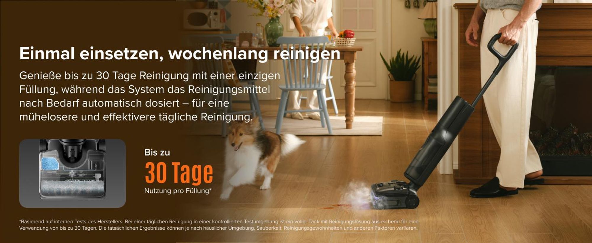 Roborock F25 Steam Nass Trockensauger mit Dampf, 180 °C Dampfmopp, 25.000Pa Saugkraft, Hochtemperatur-Selbstreinigung mit 95 °C, 180° Flaches Design