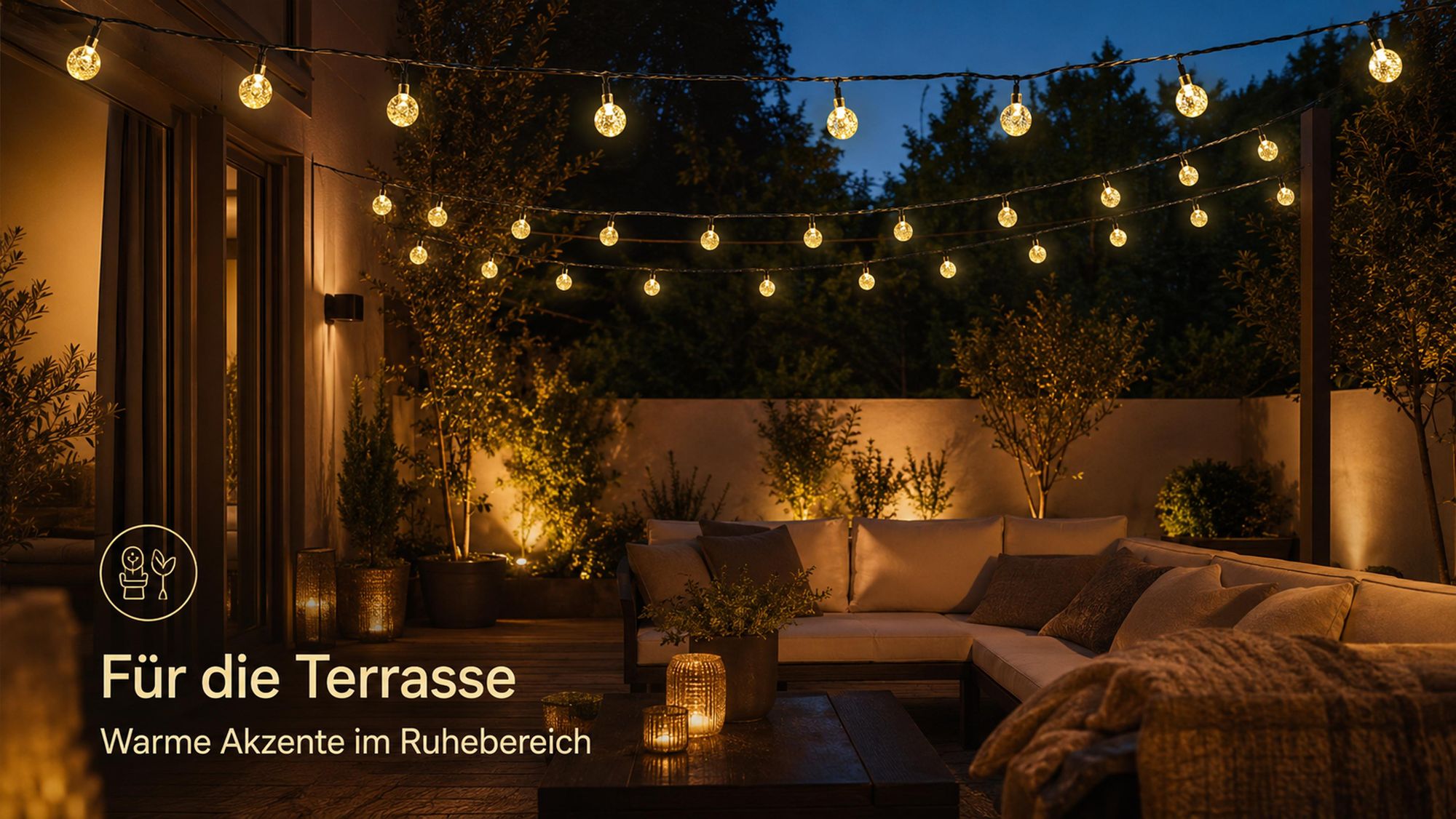 9.5M Lichterkette Außen Solar Glühbirnen LED Lichterketten, Innen Außen Weihnachten Beleuchtung Outdoor Garten Balkon Party Deko, Warmweiß