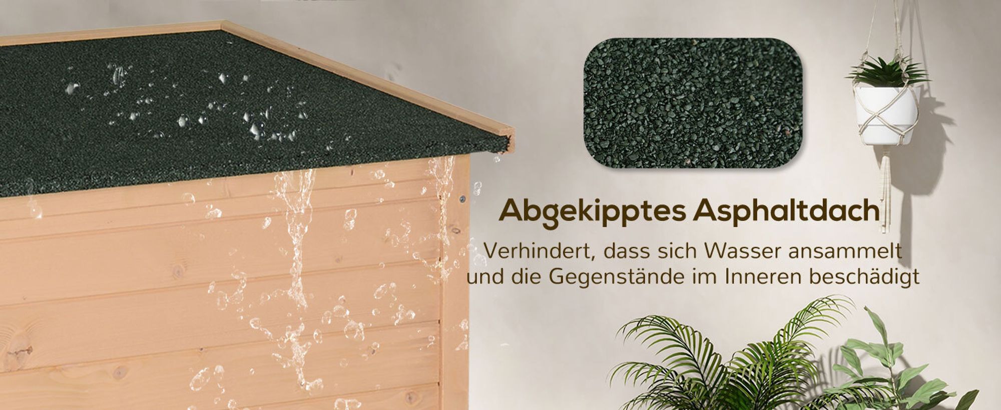 Outsunny Gartenhaus, Gerätehaus mit Asphaltspitze, Geräteschuppen mit Regalböden