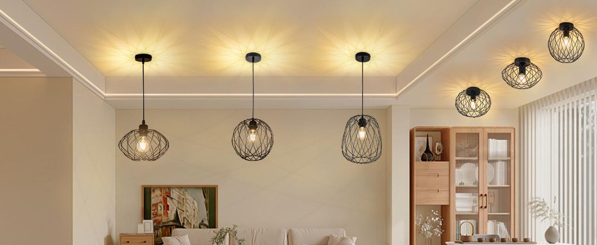 Lampe de plafond ZMH à 1 ampoule, lampe de salle à manger Ø 25 cm, plafonnier de couloir E27, style industriel, cage métallique, grille rétro, pour salon, cuisine, chambre à coucher, noir