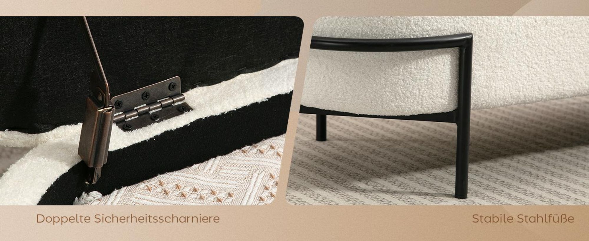 HOMCOM Sitzbank mit Stauraum Sitztruhe mit hochklappbarem Deckel, Fleece-Optik