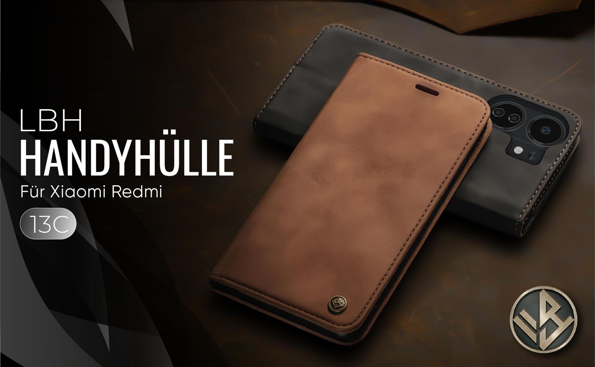 Hochwertige Klapphülle für Xiaomi Redmi 13C im klassischen Design