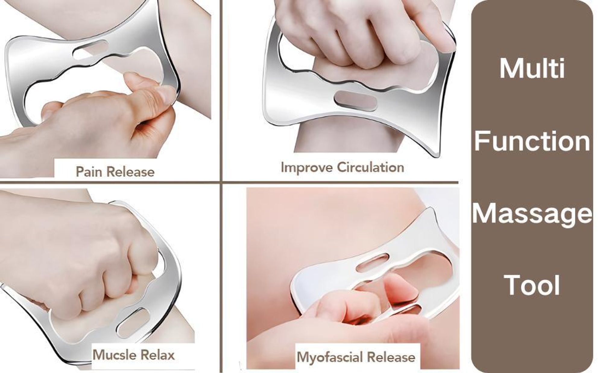Gua Sha Edelstahl-Muskel-Faszien-Schaber, Körper-Guasha-Werkzeuge zur Muskelentspannung und Schmerzlinderung, Verbesserung von Faszienknoten, 2er-Pack