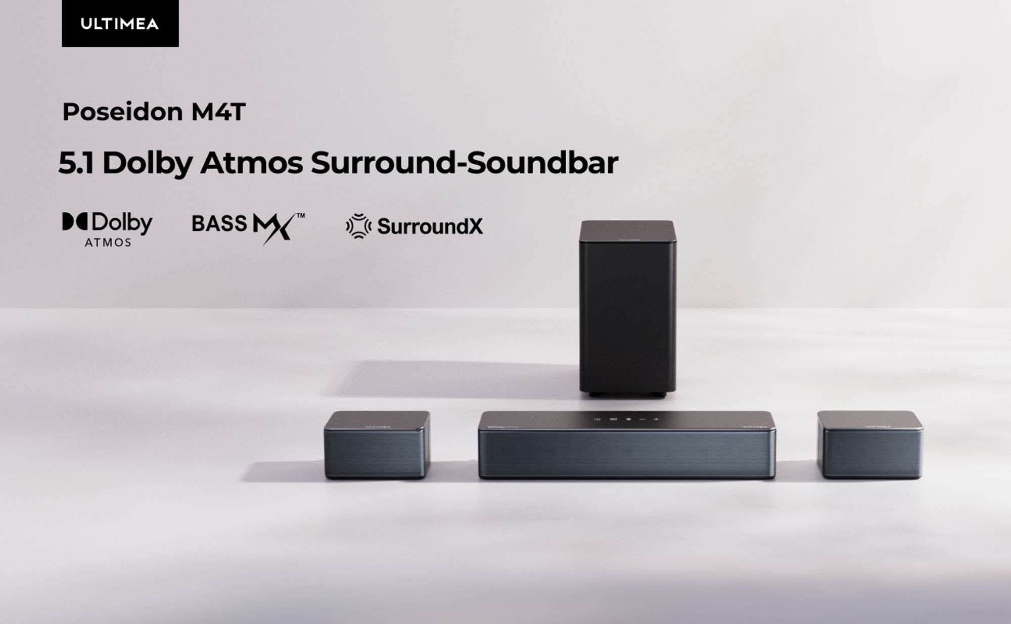 ULTIMEA 5.1 Soundbar mit Dolby Atmos, 3D Surround Sound System, Soundbar für TV Geräte mit Subwoofer, 2 Rear-Lautsprechern, Bluetooth 5.3