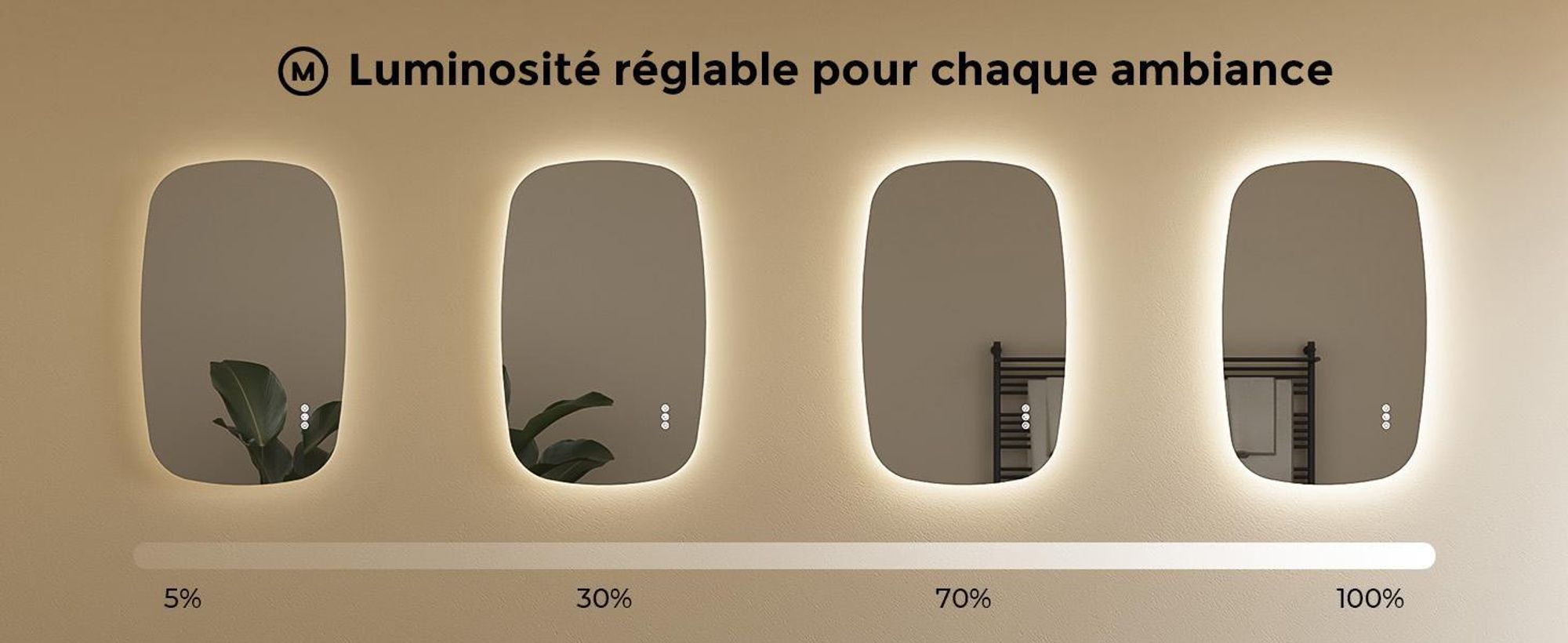 S'AFIELINA 80×50 cm Miroir de Salle de Bain avec Éclairage, Miroir LED Oval avec Interrupteur Tactile,3 Couleurs de Lumière Réglables, Anti-Buée
