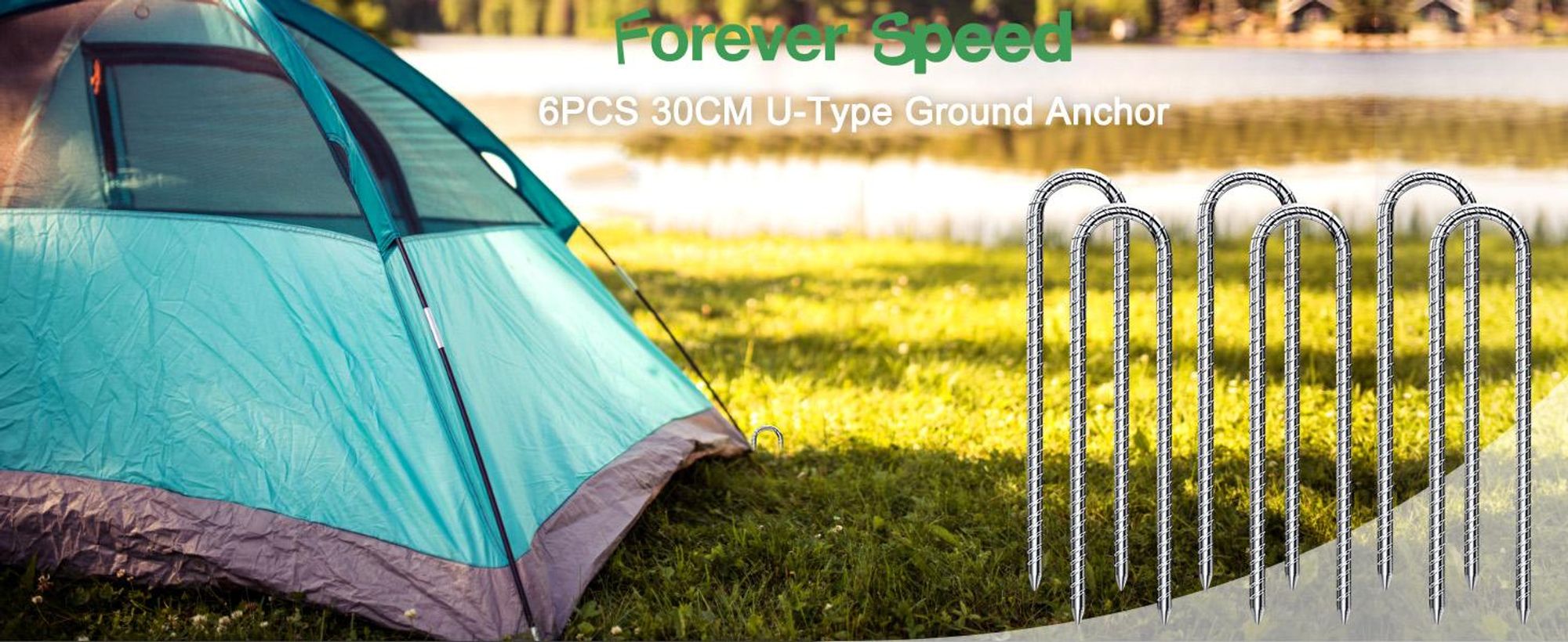 12× Bodenanker,30cm Bodenpfähle,Verzinkter Stahl Bodenanker Trampolin,Bewehrungsstab Zeltheringe,Garten Pfähle,Camping Zelt Heringe Silber U