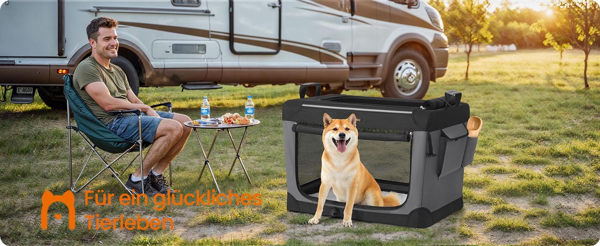 Feandrea Hundebox faltbar, Transportbox, Hundetasche, Oxford-Gewebe, Taschen für Futter