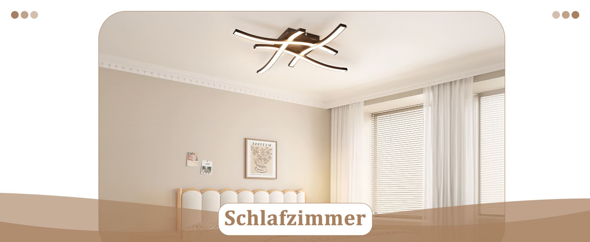 ZMH Deckenleuchten Schlafzimmer LED Schwarz 24W Wohnzimmer Licht 3000K Warmweiß Modernes Design Schlafzimmer Leuchten Metall Küche Leuchten