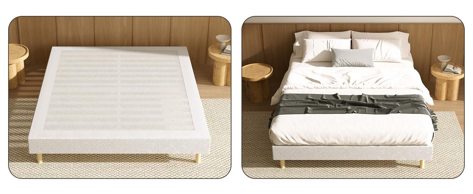DEWINNER Bed base 160 x 200 cm | 2 x 14 slats with 9 feet | Bed frame height 29 cm | Bed 160 x 200 cm with bed base | Double Bed for Bedroom, Home