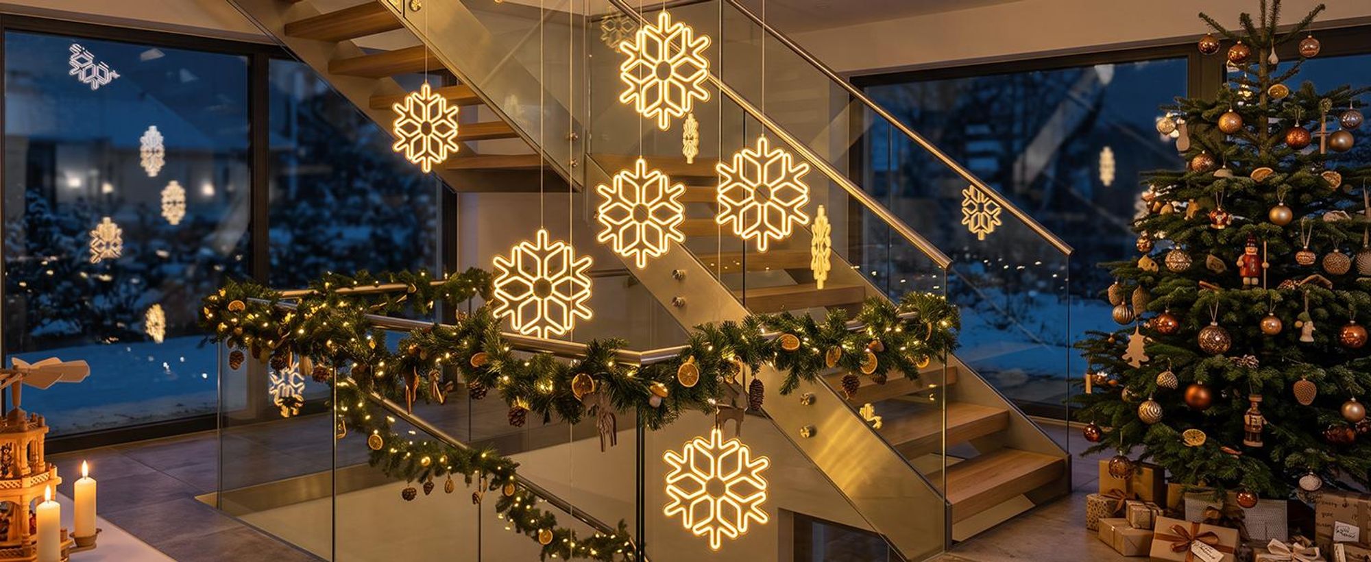 SALCAR 40cm Schneeflocken Deko Weihnachten, LED Schneeflocke Beleuchtet Fenster