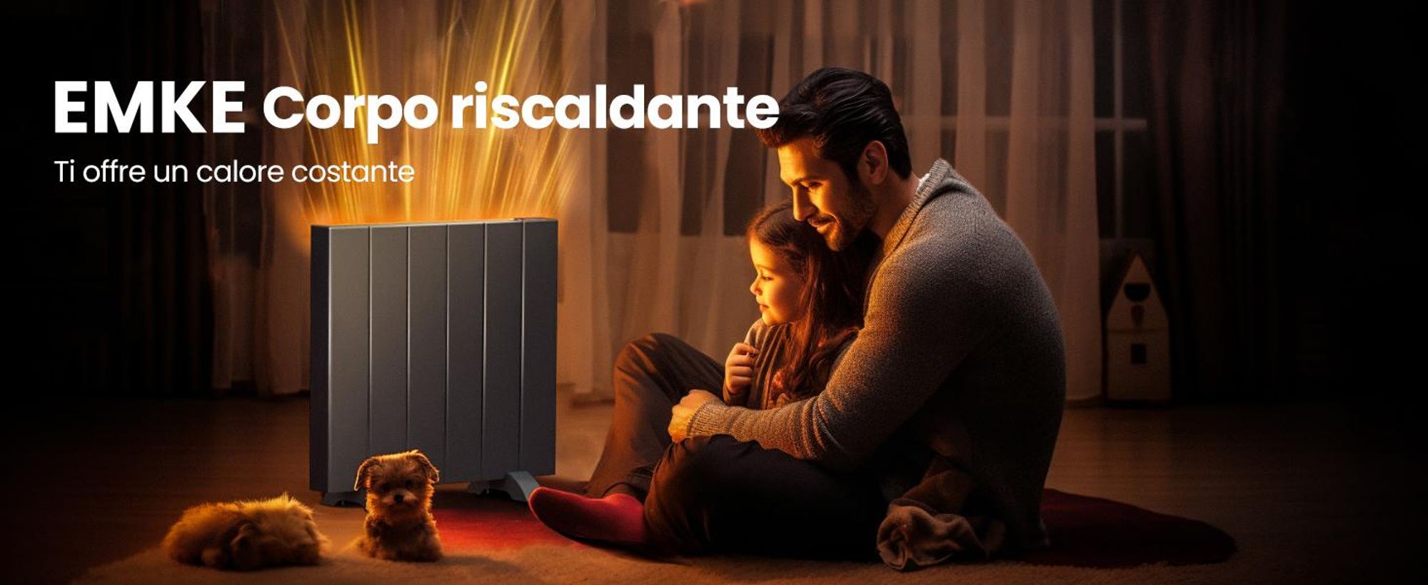 EMKE® Riscaldatore elettrico 1000W Display LCD convettore elettrico antracite WiFi + Alexa/Google Home Radiatore elettrico antracite a pavimento+a parete per 9m²
