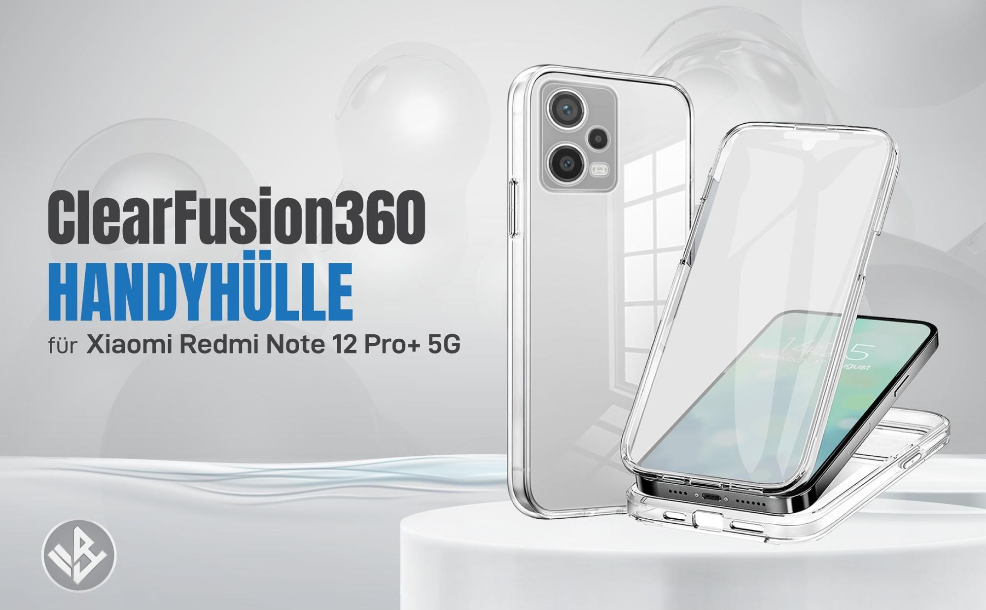Transparente 360 Grad Hülle für Xiaomi Redmi Note 12 Pro+ 5G mit Kameraschutz
