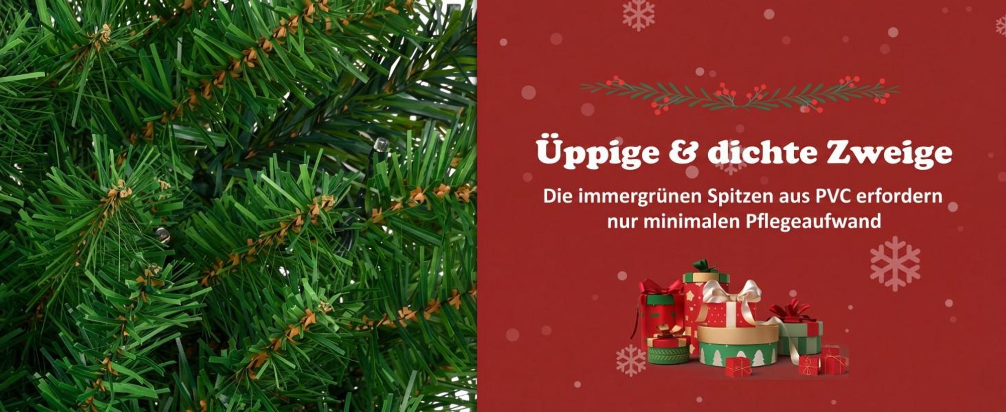 COSTWAY 180cm LED Künstlicher Weihnachtsbaum, Tannenbaum mit 1000 PVC Spitzen, 350 LEDs, 11 Lichtmodi, 5 Farbwechsel & Metallständer, Christbaum Grün