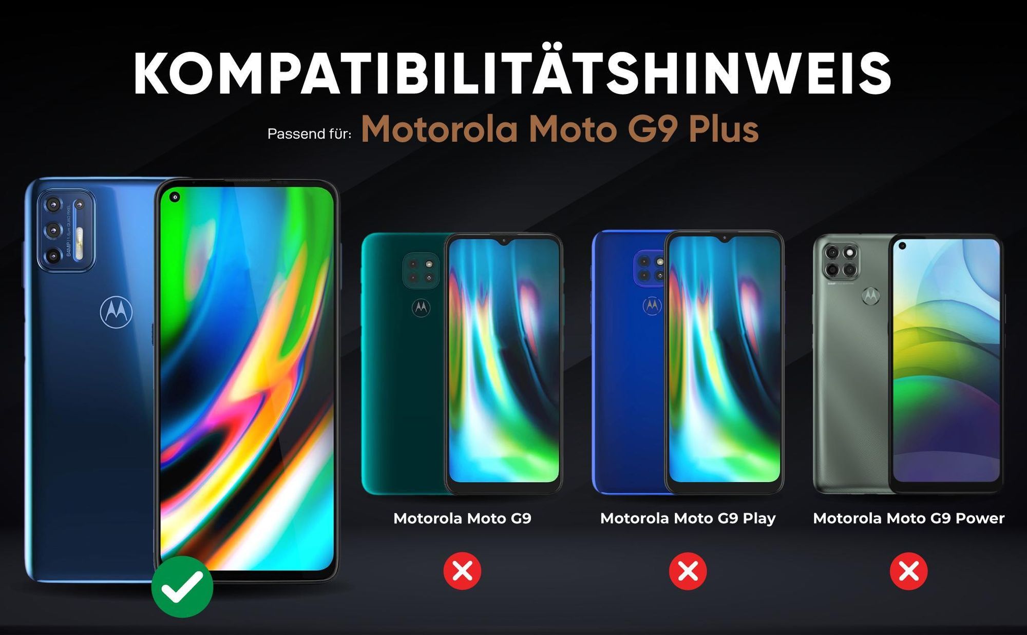 Kompatibilitätshinweise Hülle für Motorola Moto G9 Plus