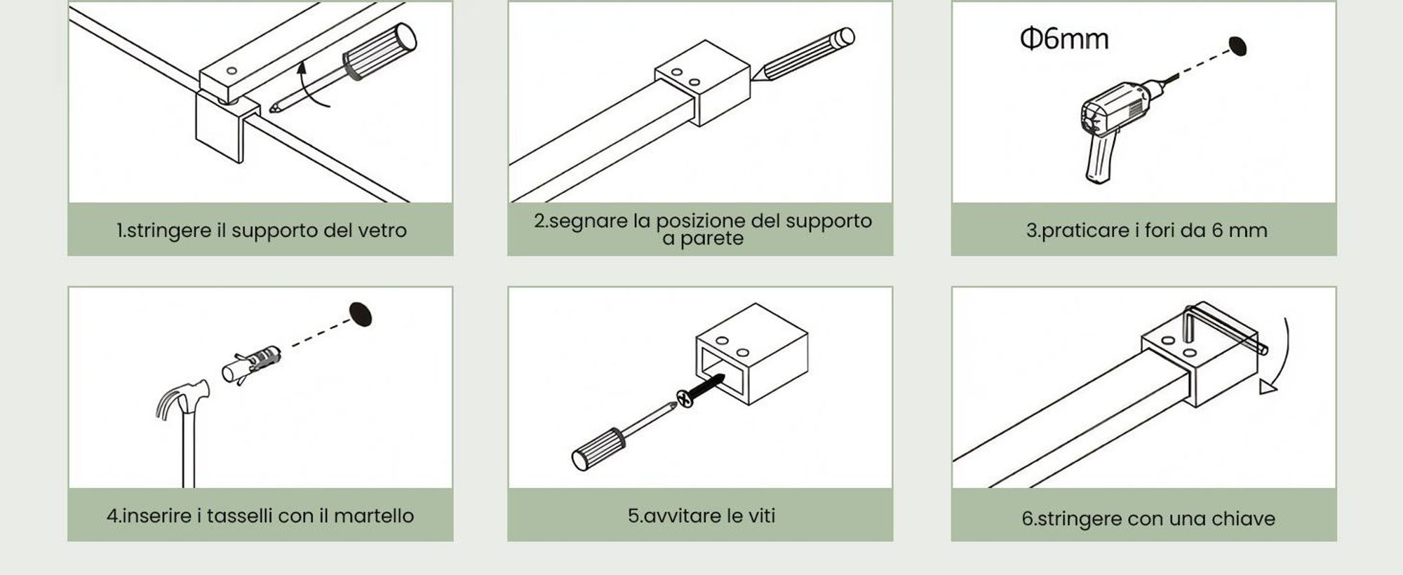 S'AFIELINA barra di fissaggio per schermo doccia 700-1200 mm, acciaio inox, stabilizzatore parete-vetro per vetro 8/10 mm, porta doccia o pannello laterale fisso, 1 pezzo