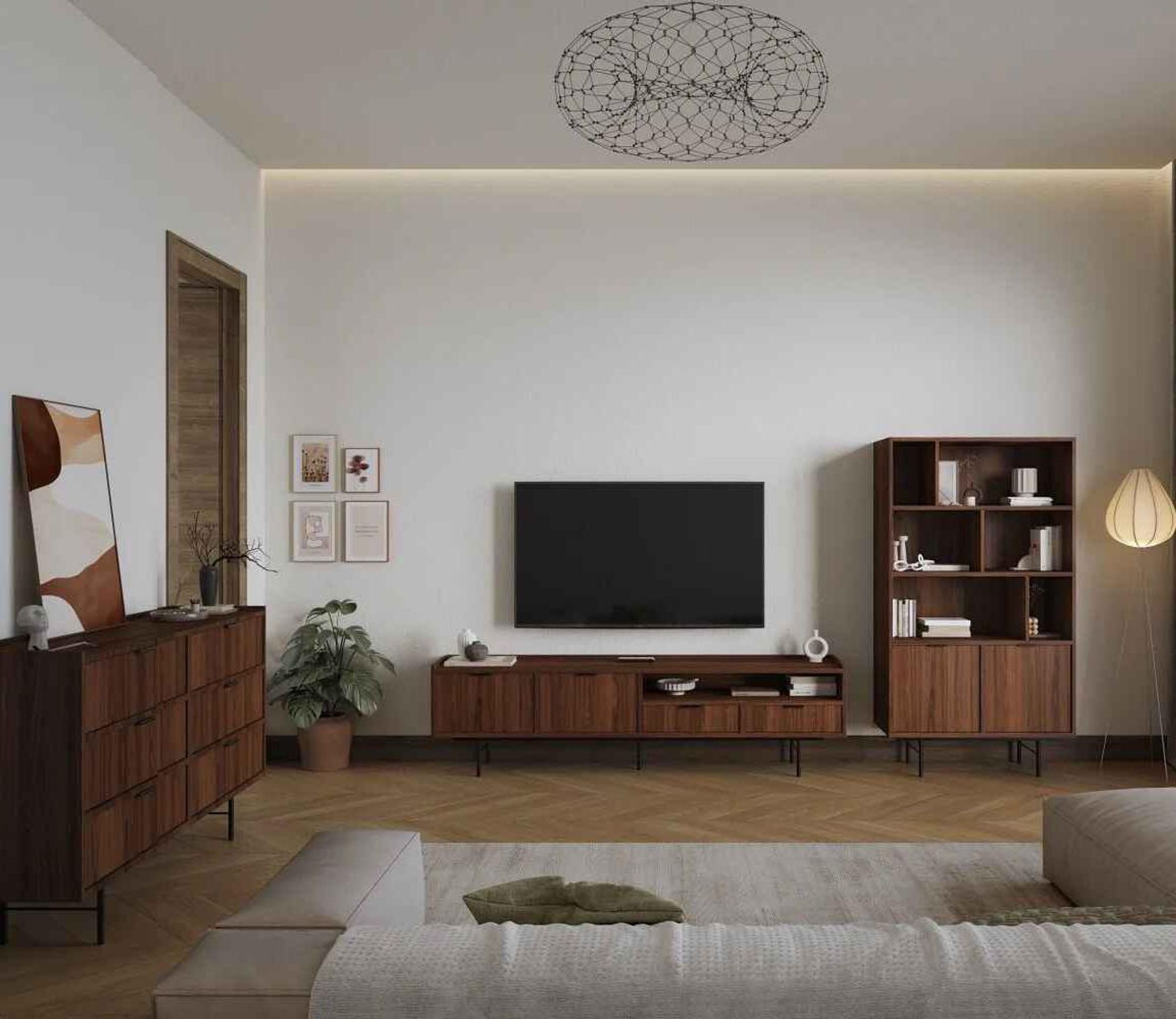 BEAUTYSOFA | Nachttisch EVRON 40 cm, Nachtschrank mit Schublade und Offene Ablage, Braun Walnuss