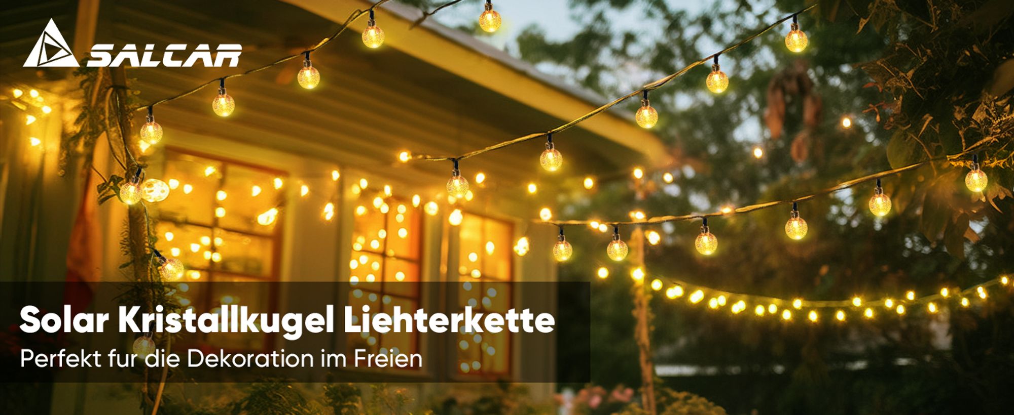 Salcar Solar Lichterkette 10 m mit 40 LED-Kugeln,Partybeleuchtung, Hochzeitsdekoration, Warmweiß