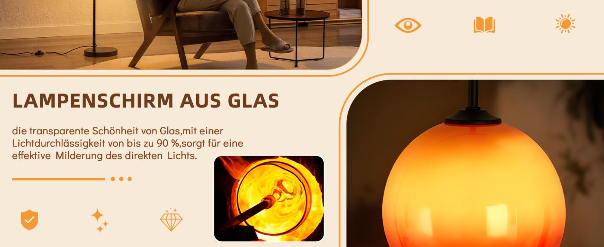 ZMH Boog vloerlamp engelstijl E27 met voetschakelaar 140‑160cm ijzer glas lampenkap draaibare arm voor woonkamer studeerkamer slaapkamer kantoorruimte