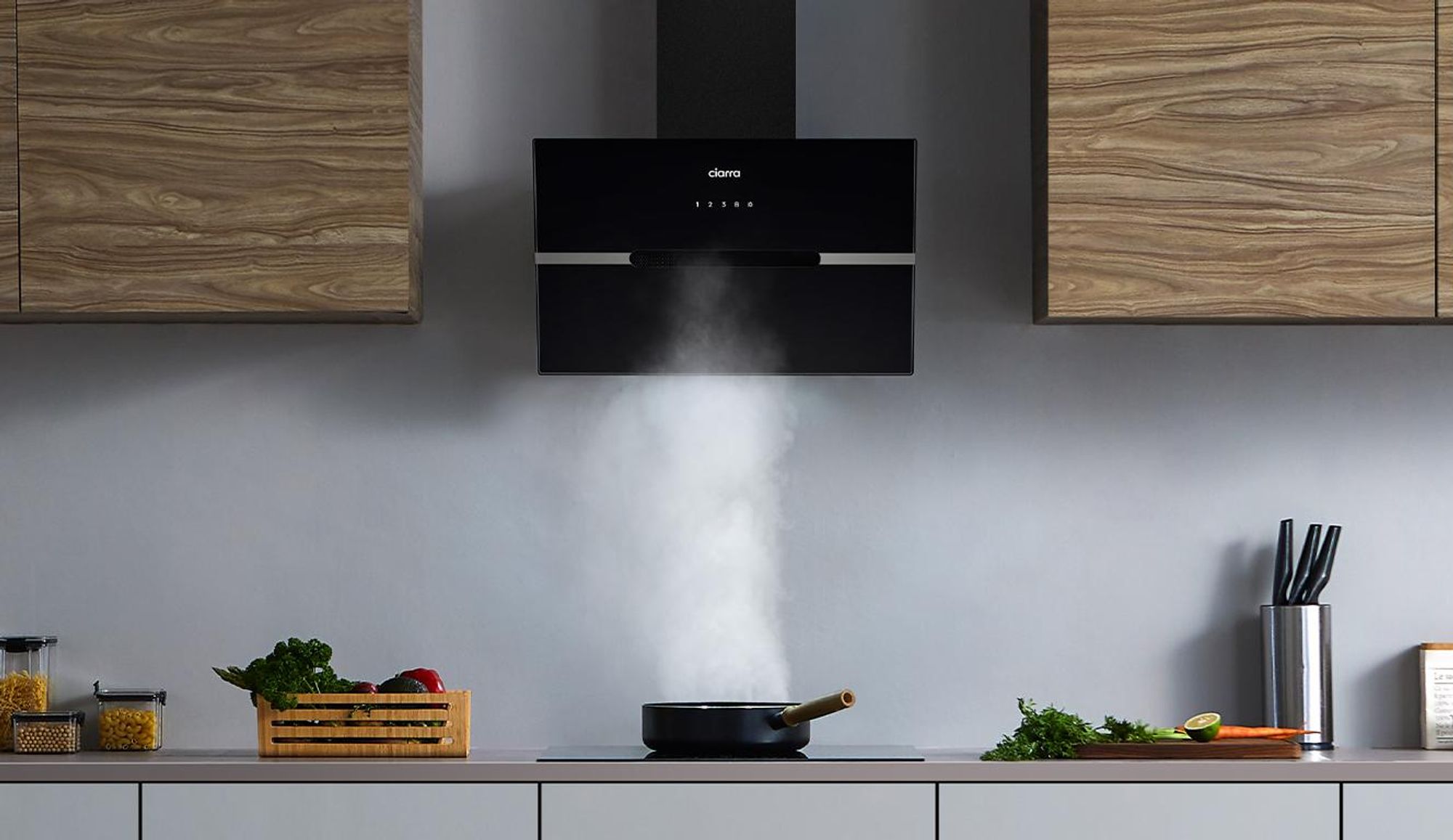 CIARRA Cofano gamma A+++ 650 m³/h Cofano estrattore 60cm WIFI + APP & Touch Control Booster VM6736FB