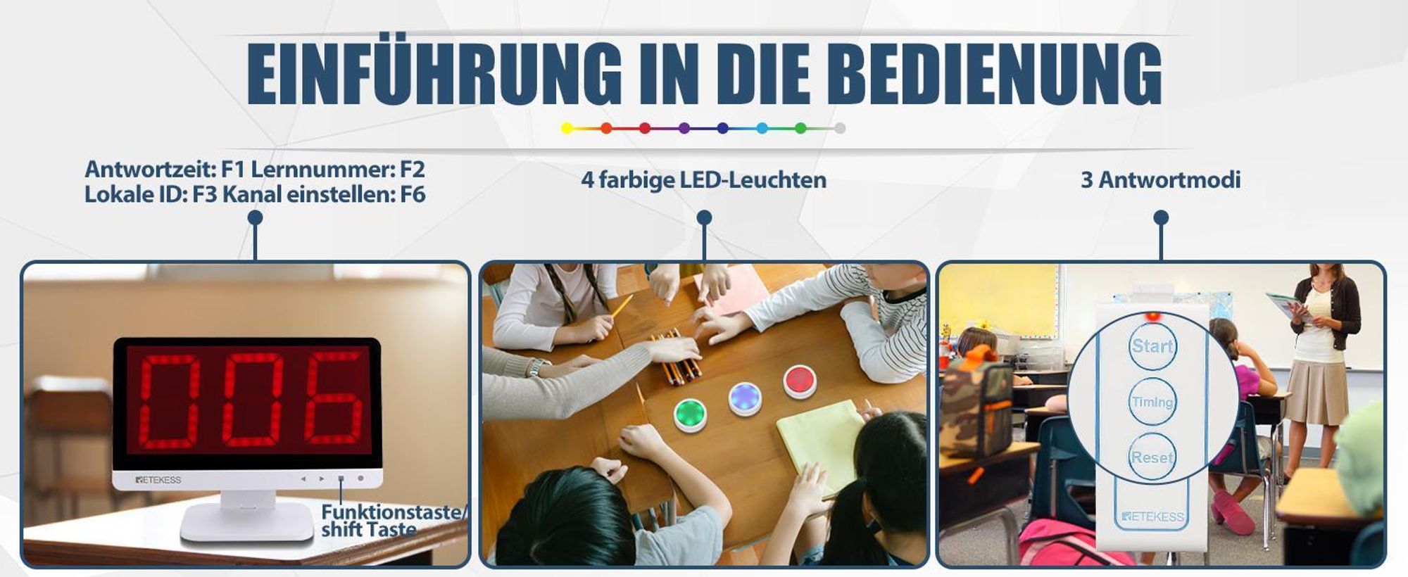 Retekess TM101 Wireless Response Buzzer System, Game Show Buzzers, Summer für Familienfeiern, bis zu 32 Tasten Hinzufügen, für Wettbewerbe