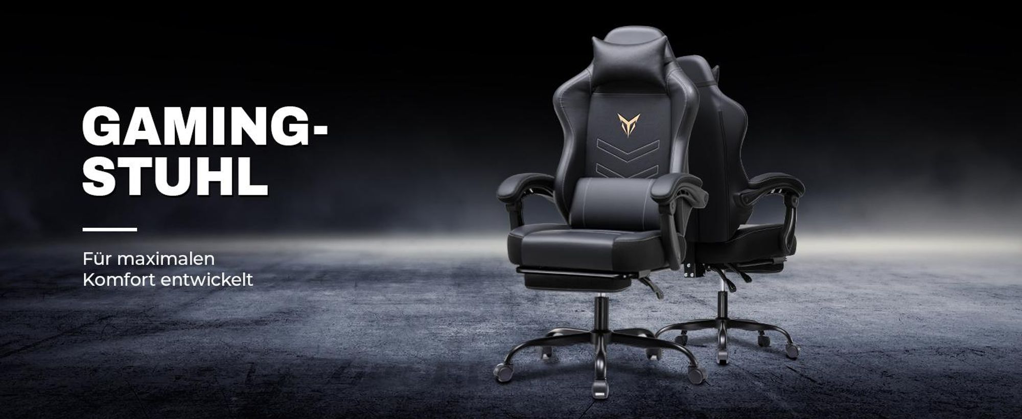 GTPLAYER Gaming Stuhl, Ergonomischer Gamer Sessel mit Fußstütze, Bürostuhl Höhenverstellbar mit Kopf- und Lendenkissen,Drehstuhl aus Kunstleder schwar