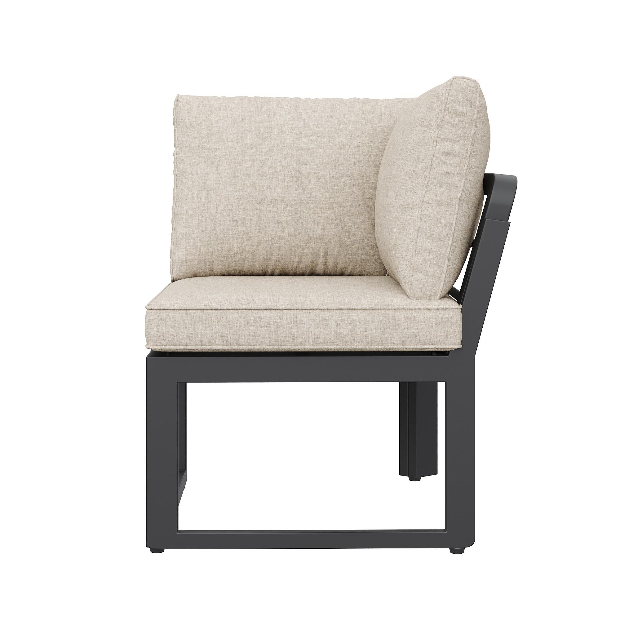 Flieks Gartenlounge-Set 7-teilig, Gartensofa mit Ecksofa, Stuhl und Tisch, Gartenmöbelset mit Kissen für 8 Personen, Gartengarnitur Sofagarnitur Beige