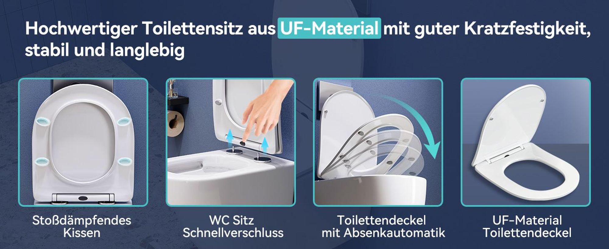 HOROW Komplett Vorwandelement Toilette Set - 82cm Unterputzspülkasten + Wand WC Toilette + weiß round Drückplatte