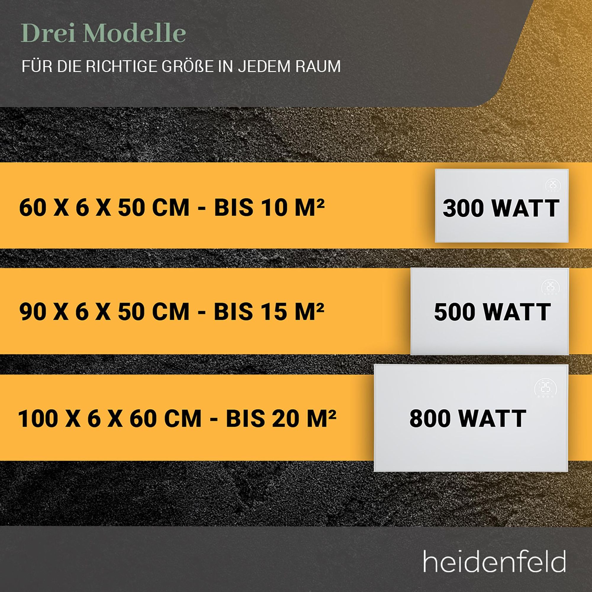 Heidenfeld Infrarotheizung HF-HP140 | Bis 15 m² - Heizkörper - Heizpaneel - Infrarot - App Steuerung - Touch Bedienfeld - Kindersicherung (500 Watt)