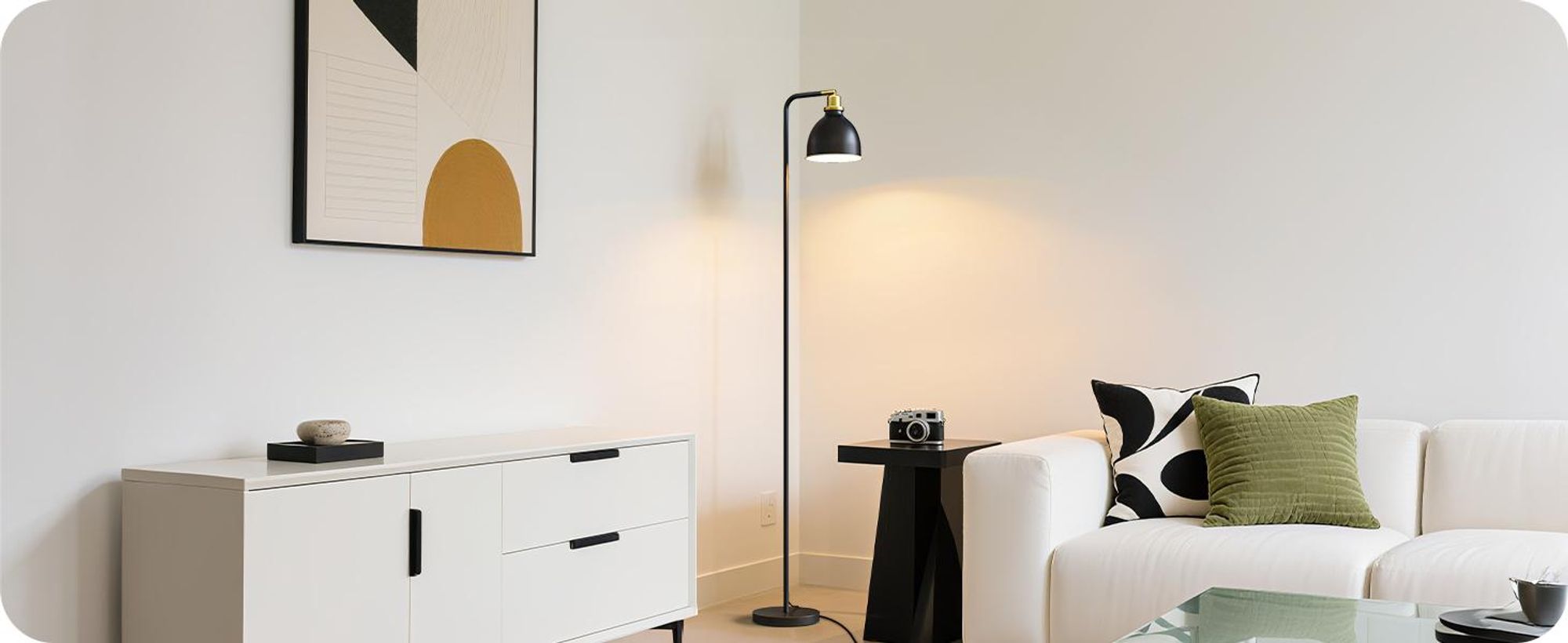 EDISHINE Stehlampe Schwarz, Retro Stehleuchte inkl. LED Leuchtmittel, Verstellbarer Kopf, mit Metall Lampenschirm, Leselampe für Wohnzimmer & Büro