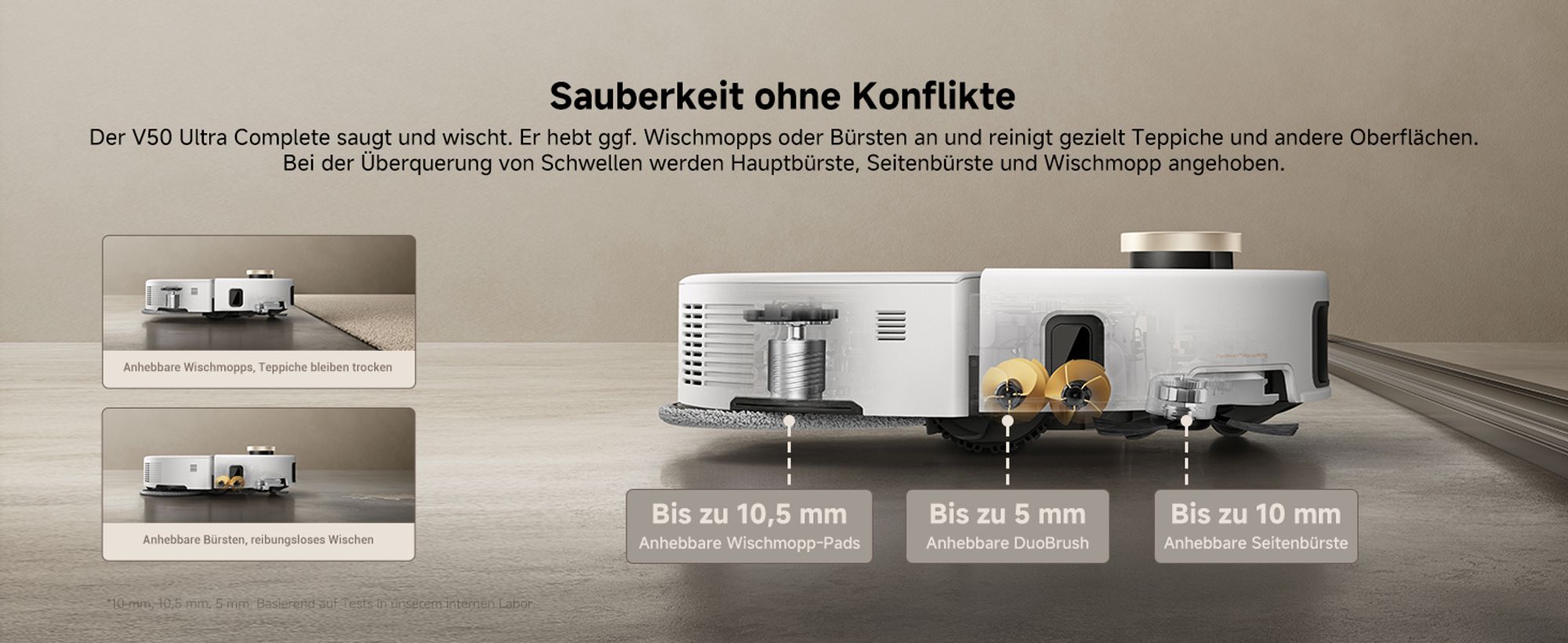 MOVA V50 Ultra Complete Saug- und Wischroboter,Automatische Entleerungsfunktion,24000 Pa,Heißwasserreinigung,DuoSolution, FlexiRise Navigation,Weiß