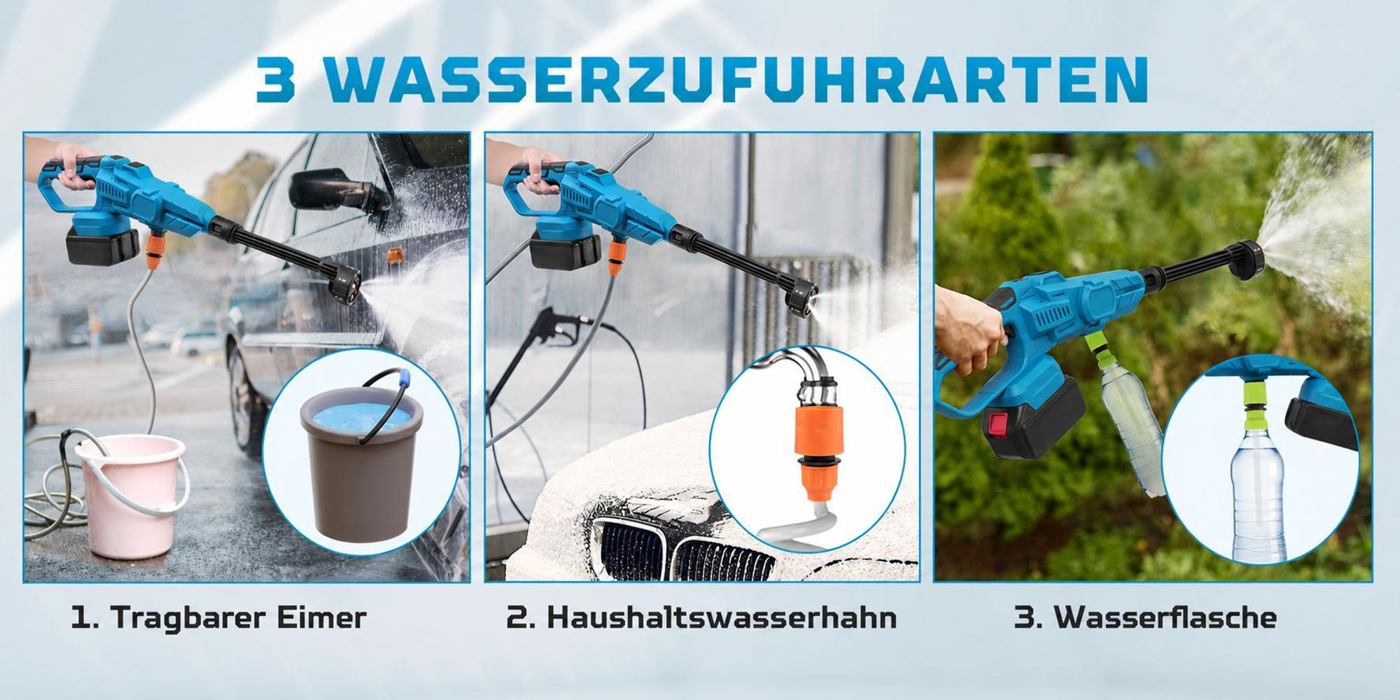 Akku Hochdruckreiniger 120 Bar, tragbarer Hochdruckreiniger kompatibel mit Makita G 18V Akkus, 6-in-1 Düse, 5 m Schlauch, für Auto & Garten, ohne Akku