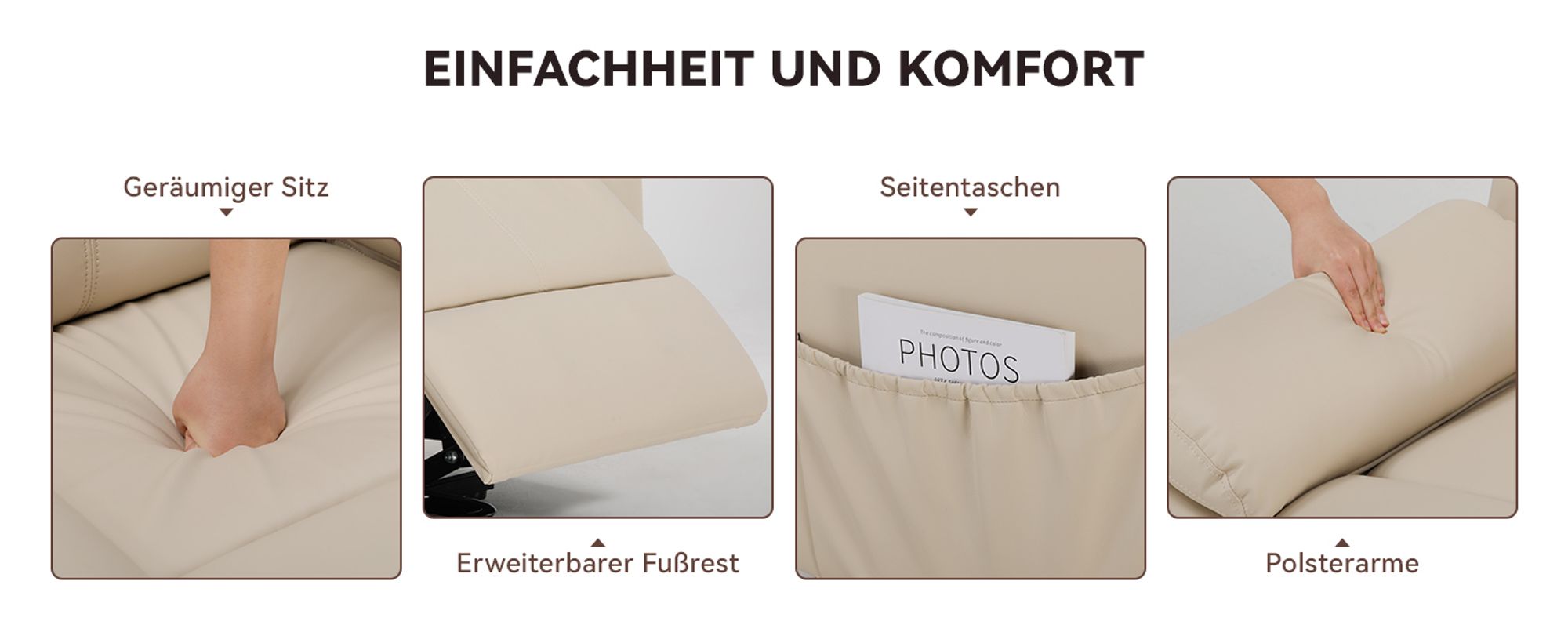 COMHOMA Massagesessel Elektrischer Relaxsessel XL 200kg belastbar, gemütlich und weich Ergonomischer Messagesessel Liegesessel für ältere Menschen