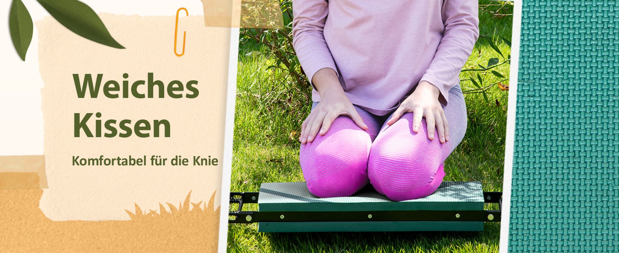Outsunny Kniebank für Gartenarbeit Klappbarer Gartenhocker Kniehilfe bis 150 kg