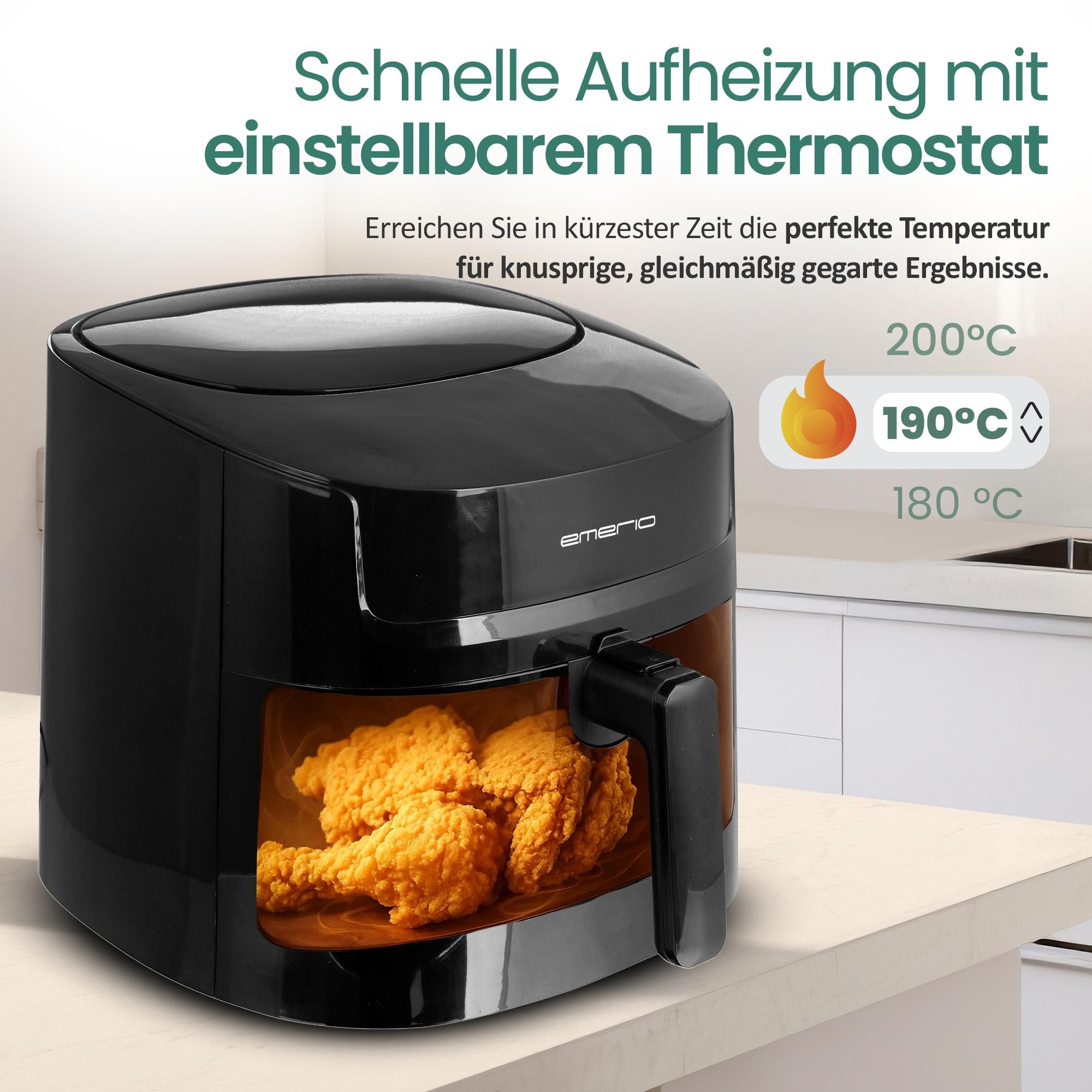 Emerio Airfryer XL AF-129622.1 - 1800W - 7,2 Litern - 40 °C bis 200 °C – 8 Kochprogramme