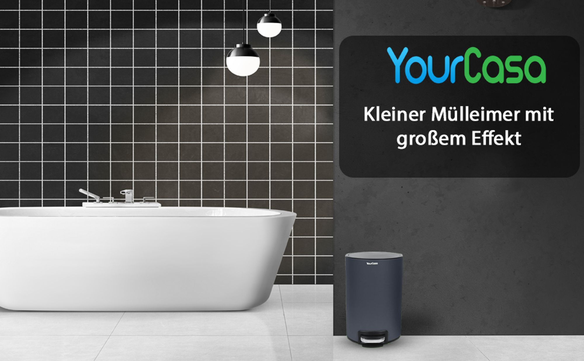 YourCasa Mülleimer Bad [5L] - Elegantes Design - Badezimmer Mülleimer Klein - Kosmetikeimer - Bad Mülleimer Grau