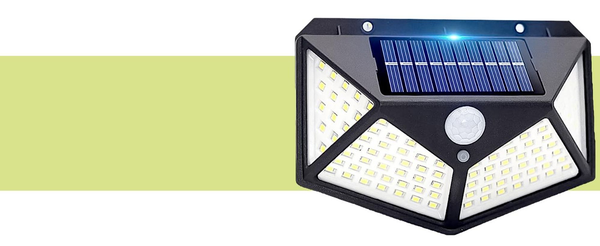 KRUMAD Solarleuchte Außen 100 COB 600 lm mit Bewegungsmelder & Dämmerungssensor, 3 Modi, IP65, 120° Abstrahlwinkel - für Garten, Terrasse, Wand