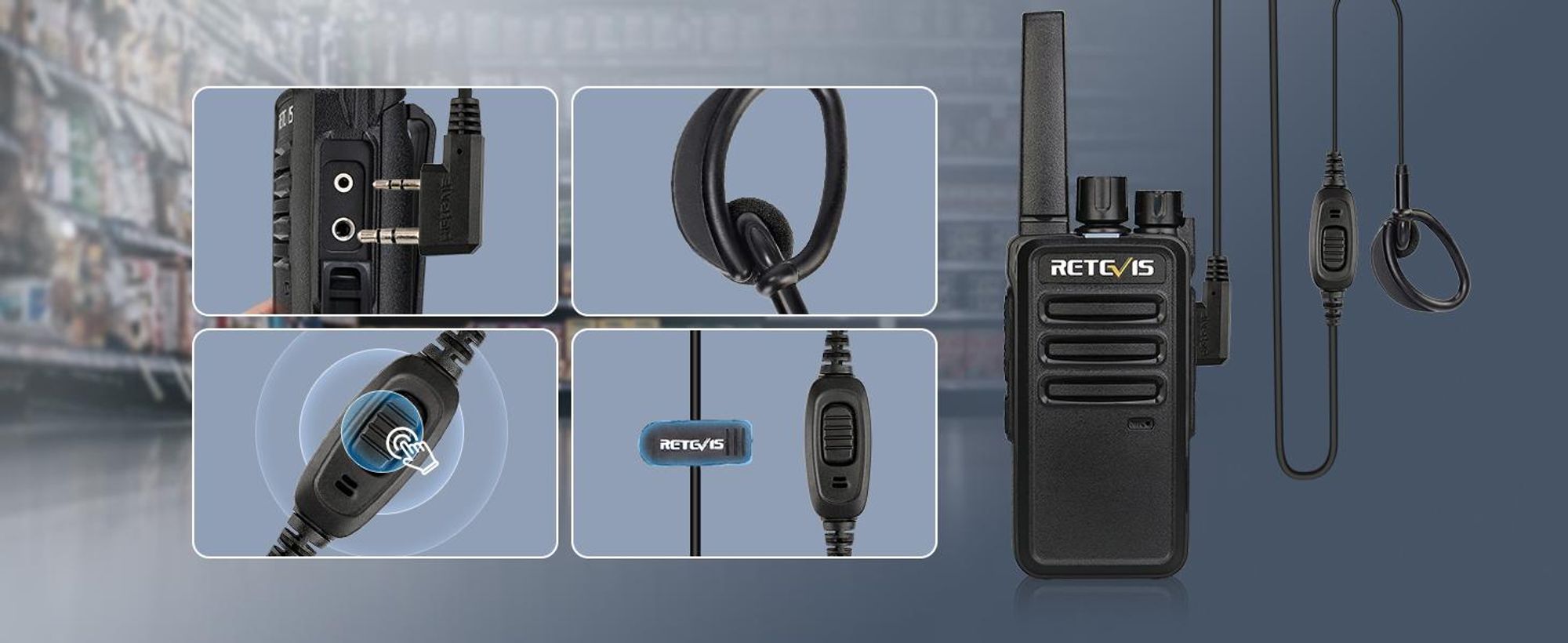 Retevis RT668 Funkgeräte mit Headset, PMR446 Walkie Talkies mit 6 Wege Ladegerät, 1200mAh, VOX, Wiederaufladbare Walkie Talkie Akku für Schule, Fabrik, Baustelle, Bar (6 Stück, Schwarz)