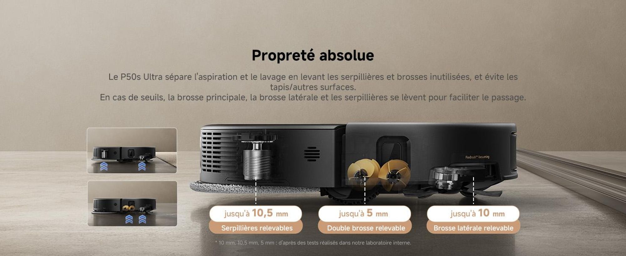 MOVA P50s Ultra Robot d'Aspiration et de Balayage, 24 000 Pa, Station d'Aspiration Automatique, Franchissement Obstacles StepMaster, Navigation Dual-L
