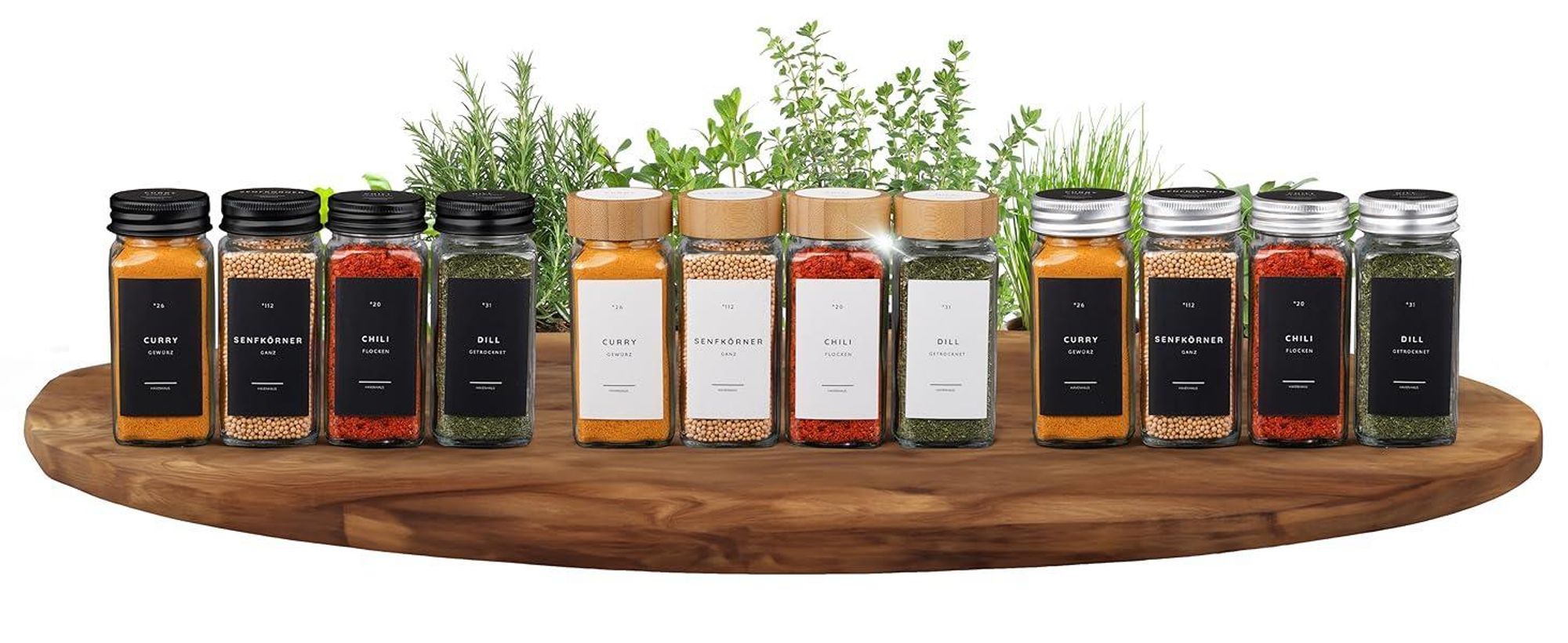 𝗛𝗔𝗩𝗘𝗡𝗛𝗔𝗨𝗦 Gewürz Organizer Set I 24x Gewürzgläser eckig [120ml] mit Streuaufsätzen & Deckel luftdicht I 24x Gewürzgläser Glas mit 336 moderne
