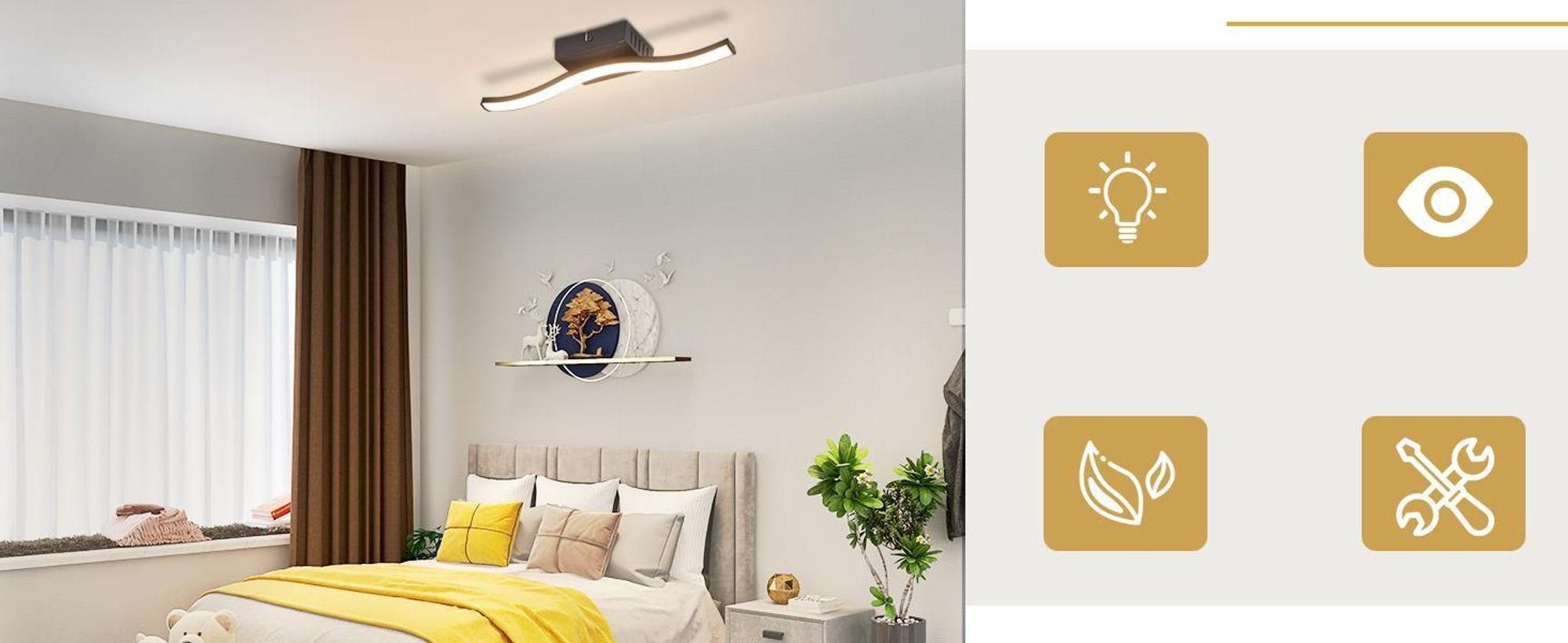 Plafonnier LED ZMH, lampe de couloir 6 W, 3000 K, noir, pour intérieur, chambre à coucher, cuisine, éclairage d'intérieur, blanc chaud
