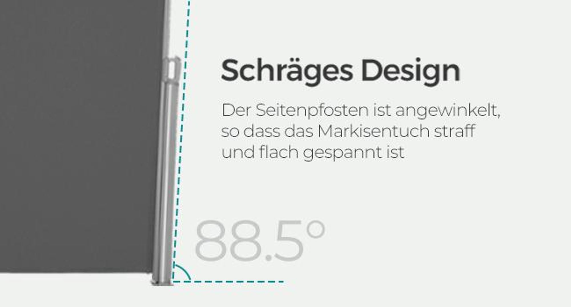 SONGMICS Seitenmarkise, ausziehbar, 160 x 450 cm, aus 220 g/m² Polyester, Sichtschutz, Sonnenschutz, blickdicht, Seitenrollo, für Balkon, Terrasse, Garten, anthrazit GSA569G01