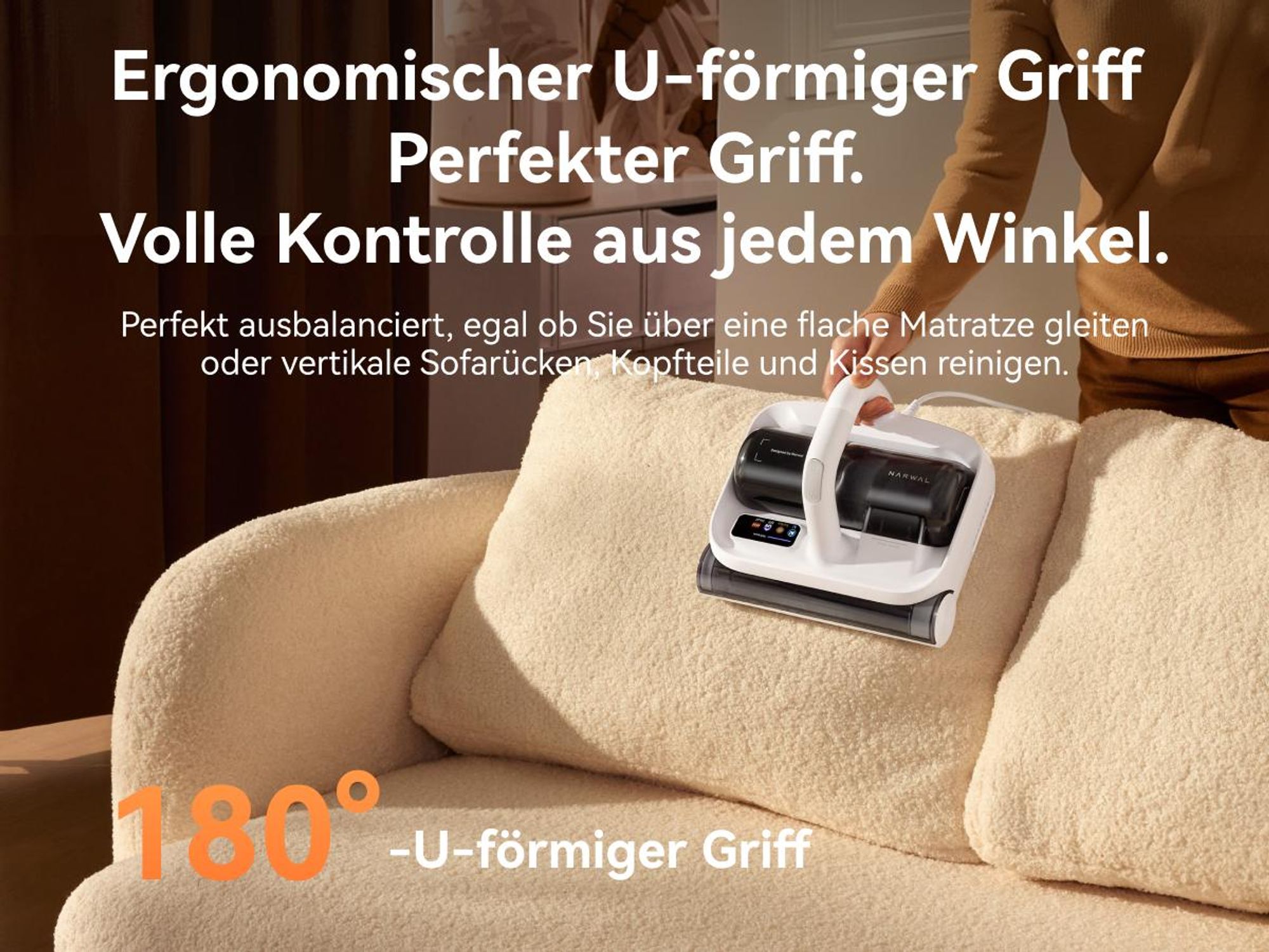 NARWAL U50 Matratzenstaubsauger, 15 kPa, 58 °C, 65.000 Schläge/min, 1,9 kg, UV-C, 4 m Kabel