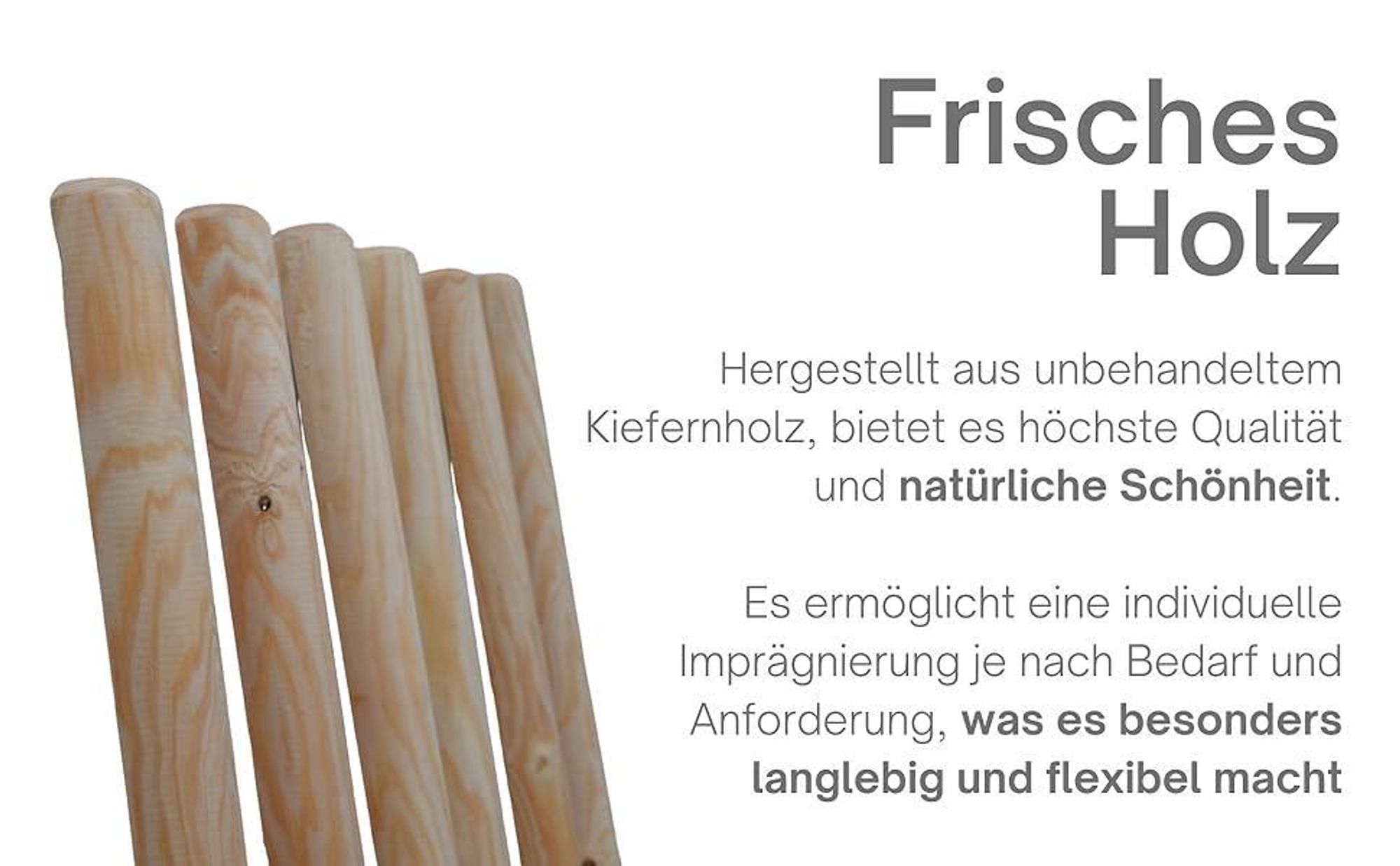 TIMBERMIK 1/2 ⌀ 7cm 8-Pack Halbrundstäbe Holz Länge: 200 cm Halbrundholz Massivholz Holzpfähle Nicht Imprägniert Baumpfahl Halfrounds