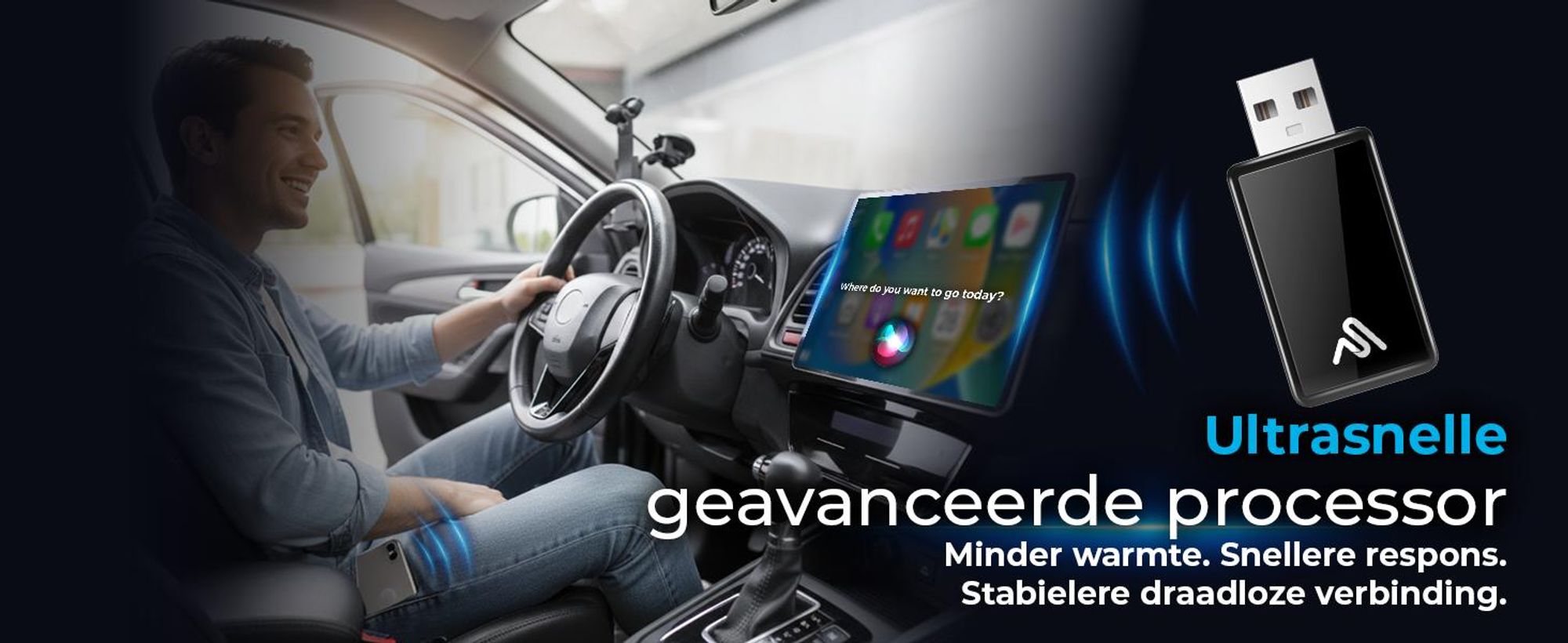 AutoSky CarPlay & Android Auto Adapter – Draadloos, Plug & Play, compatibel met fabrieksmatig geïnstalleerde CarPlay