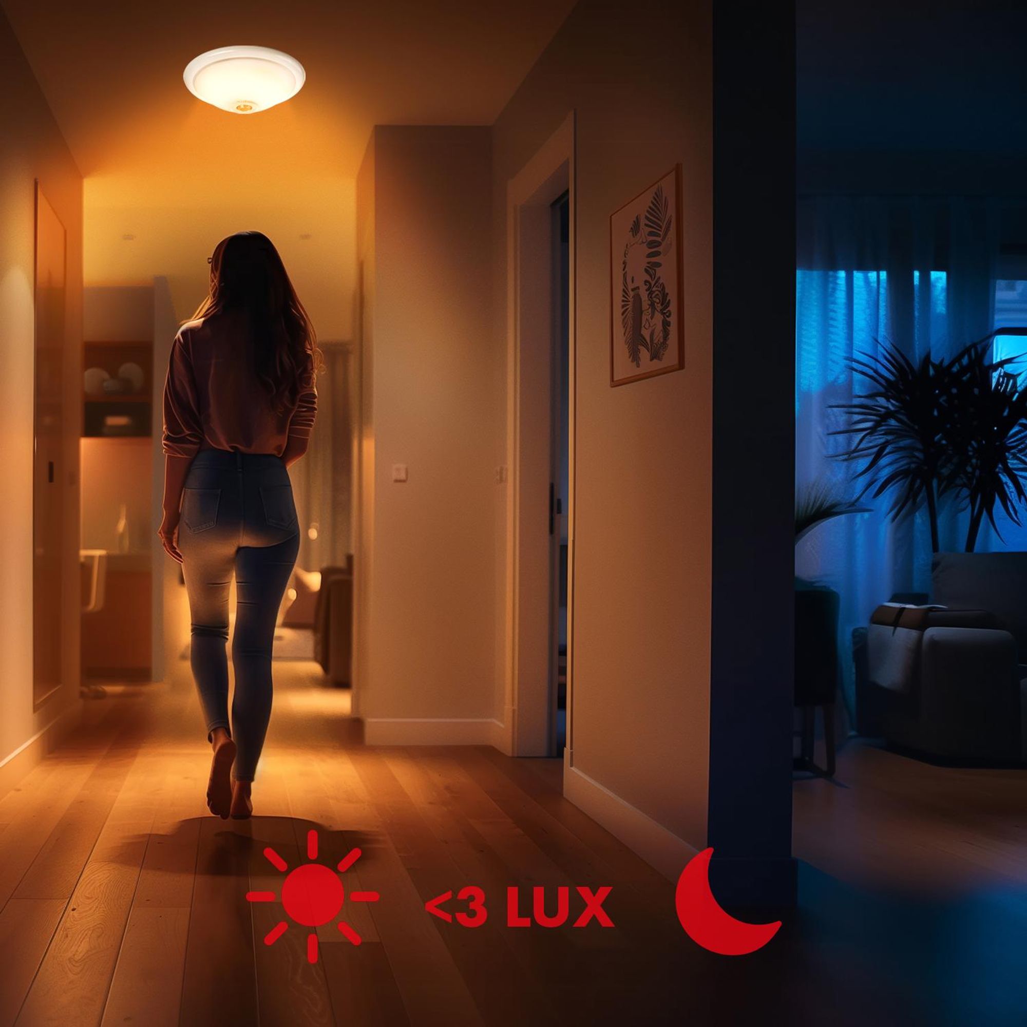 Deckenleuchte mit Bewegungs- und Dämmerungssensor PIR Lampe Beleuchtung max40W E27