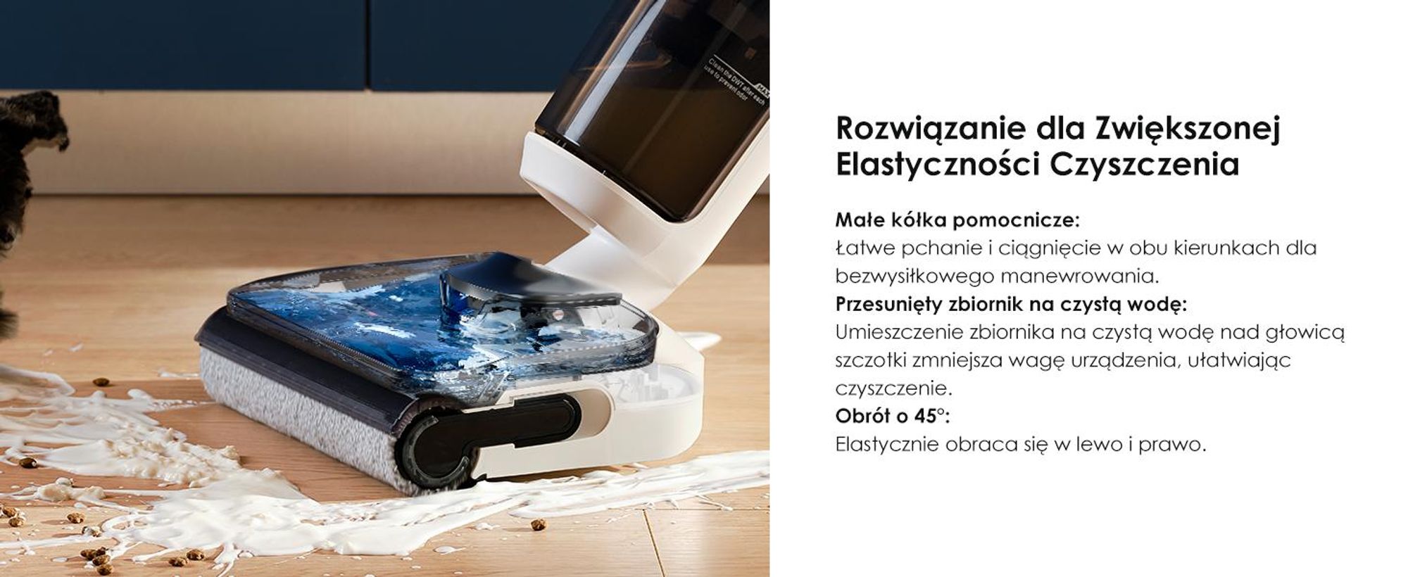 Tineco Floor ONE Stretch S6 odkurzacz myjący 2w1 na mokro i sucho, samoczyszczenie 85°C, rozkładany 180°, 85°C 5 minut Flashdry, czyszczenie krawędzi