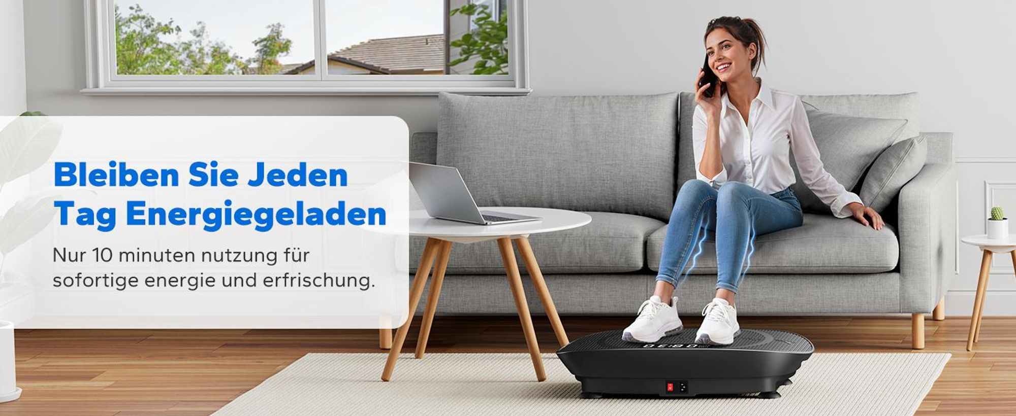 Vibrationsplatte – Mini-Vibrationsplattform mit LED-Display, mit Fernbedienung, für Ganzkörpertraining zu Hause, bis 136 kg