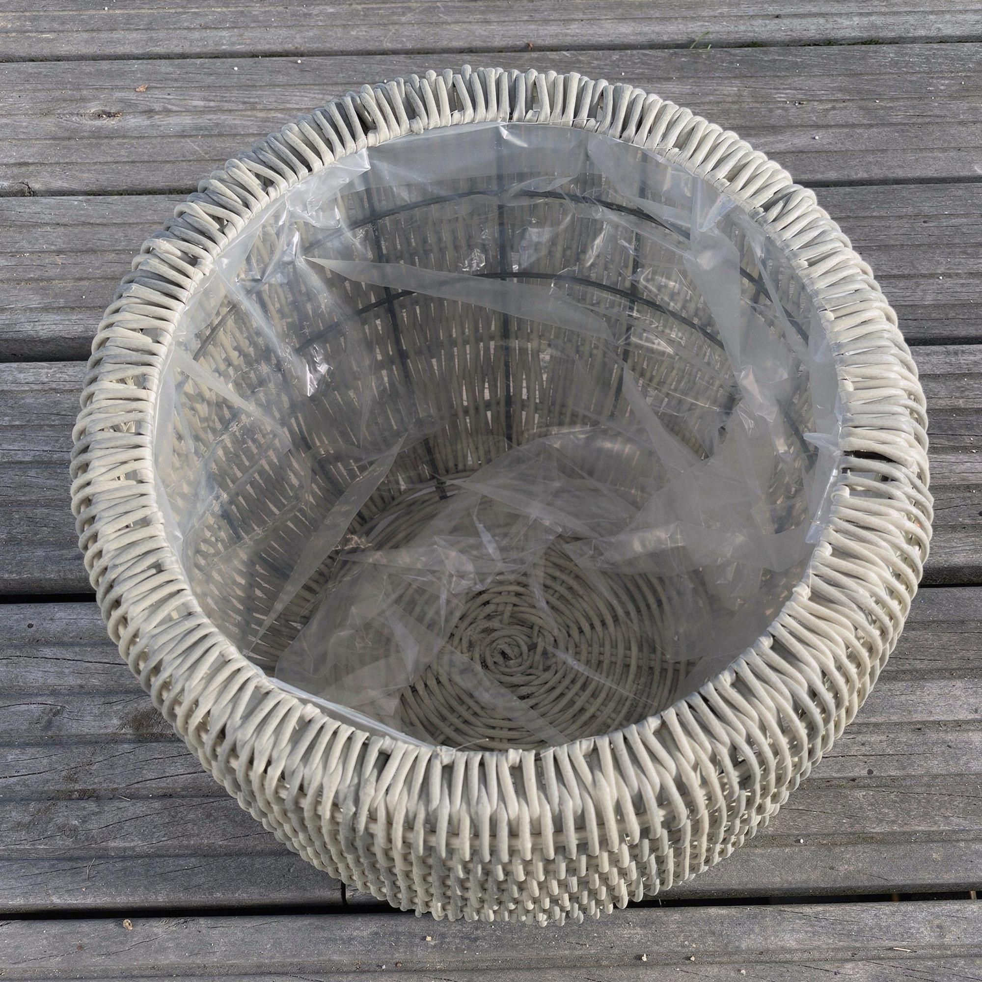 di volio Pflanzkübel Set LEPORI 3 hohe runde Polyrattan Blumentöpfe Grau