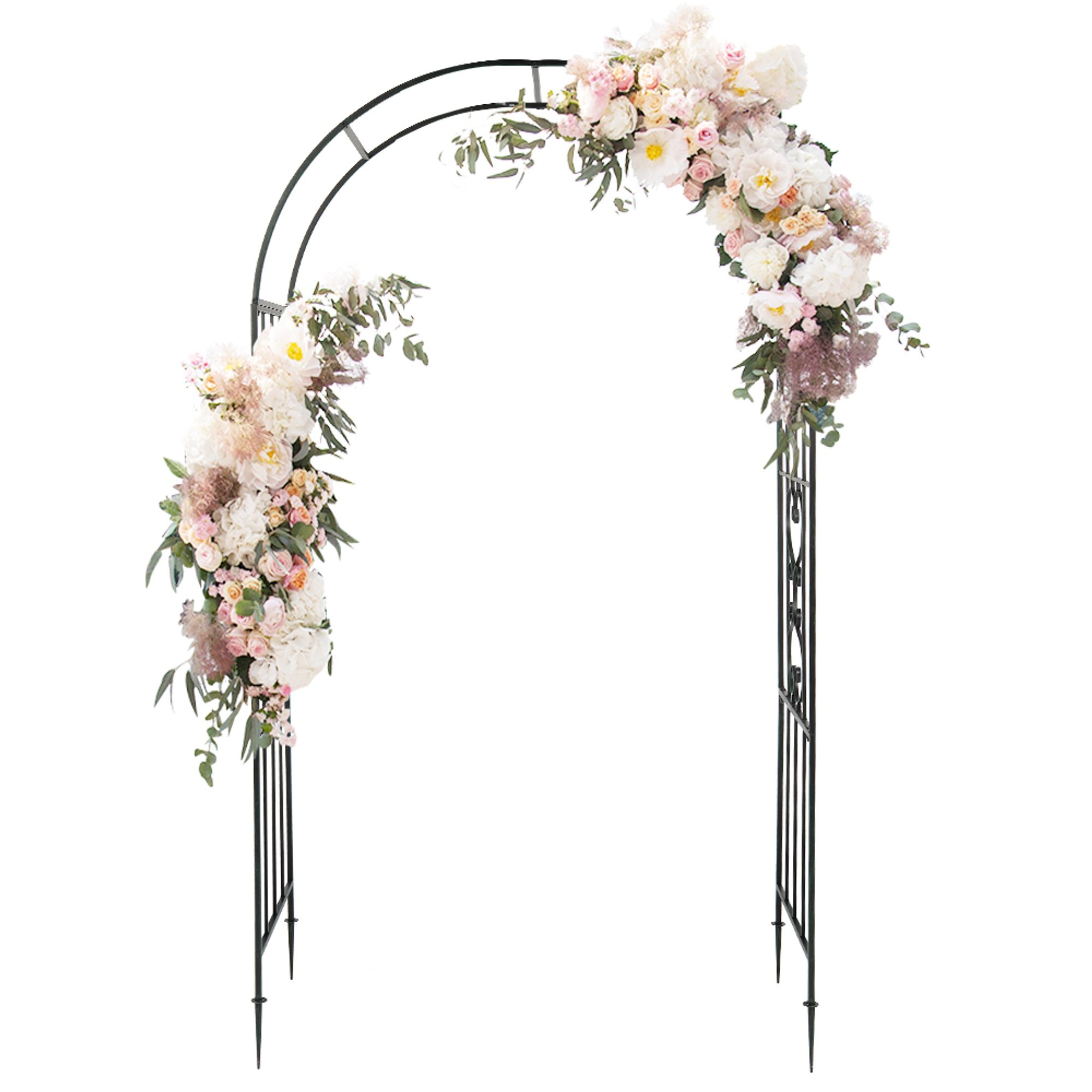 FCH Rosenbogen, Gartenbogen, Hochzeitsbogen, 118.5 x 56 x 221.5cm, freistehende Gartendeko, Dunkelgrün