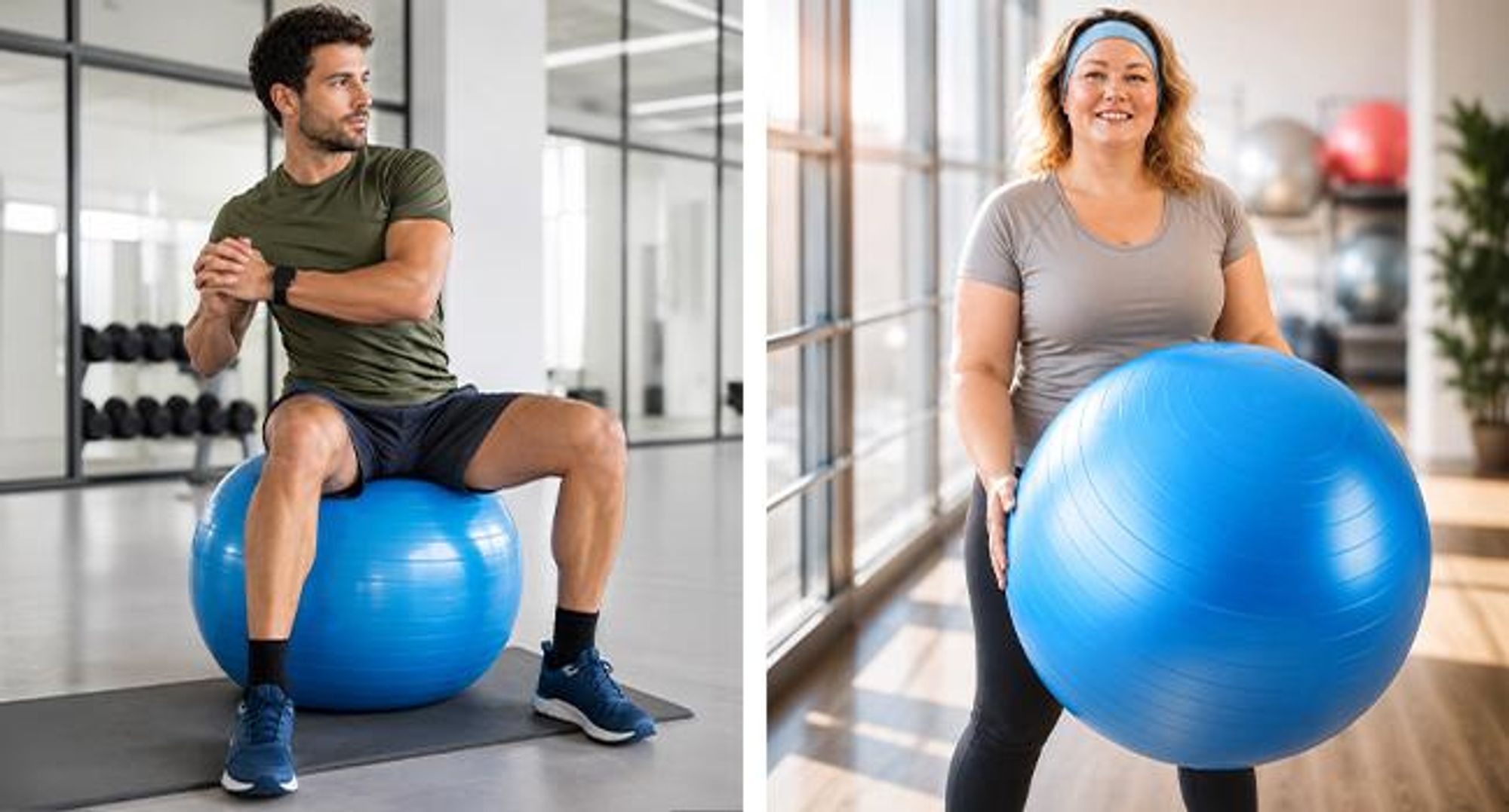 KRUMAD Gymnastikball 65 cm, Fitnessball Pilates Ball Sitzball, Anti-Burst Trainingsball mit Anti-Rutsch Oberfläche, Yoga und Gymnastik